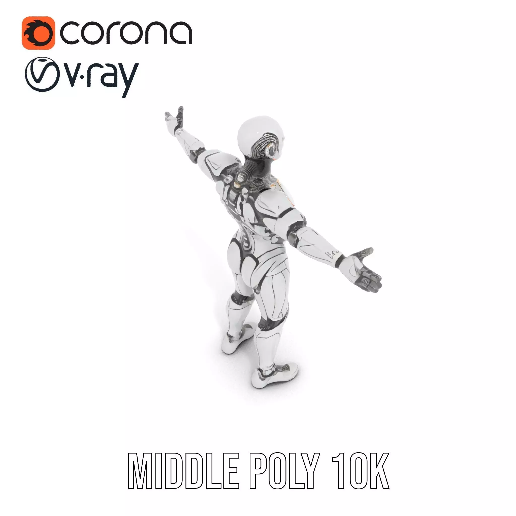 Futuristic Android Robot Model Pack with LED Details Low-poly 3D model_21