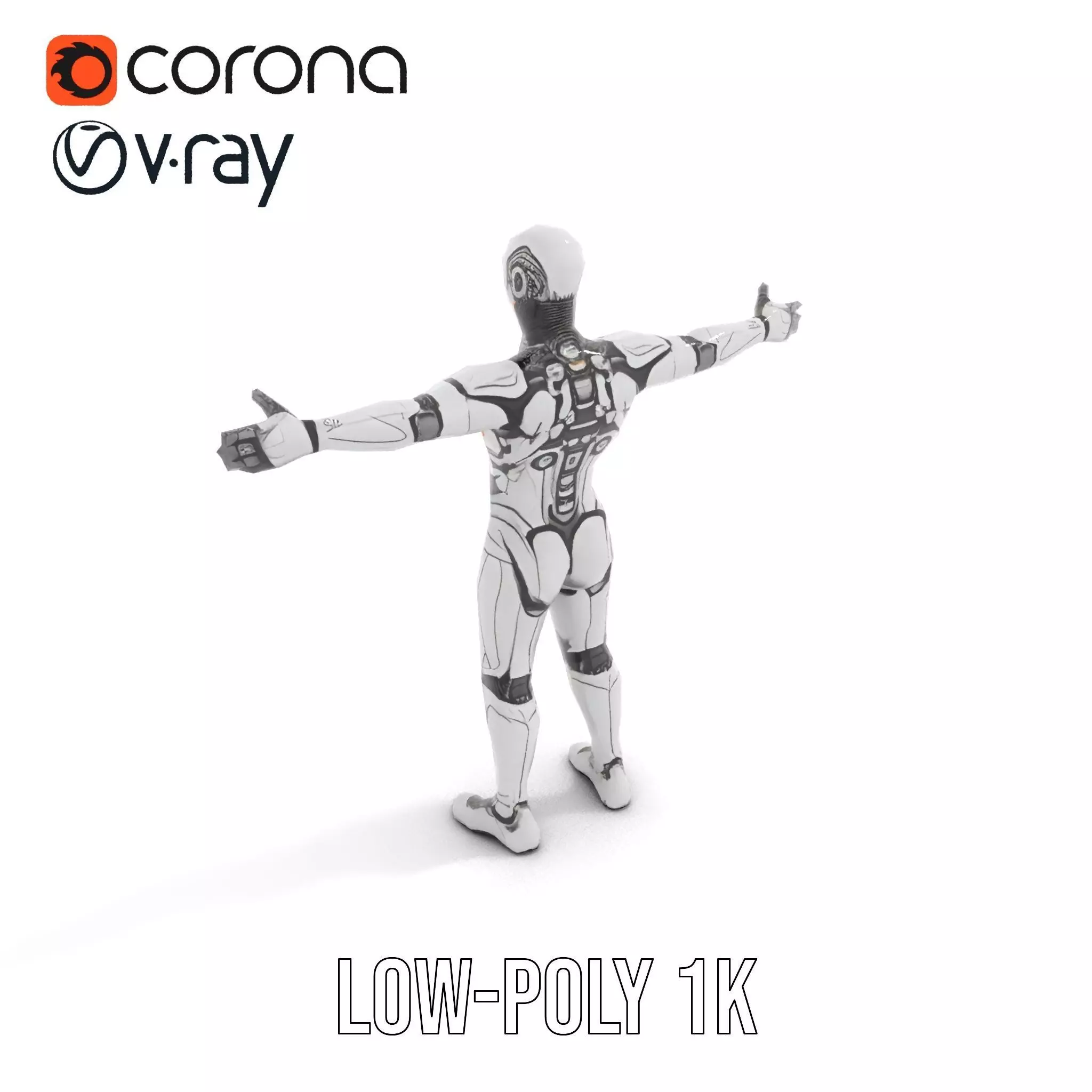 Futuristic Android Robot Model Pack with LED Details Low-poly 3D model_19