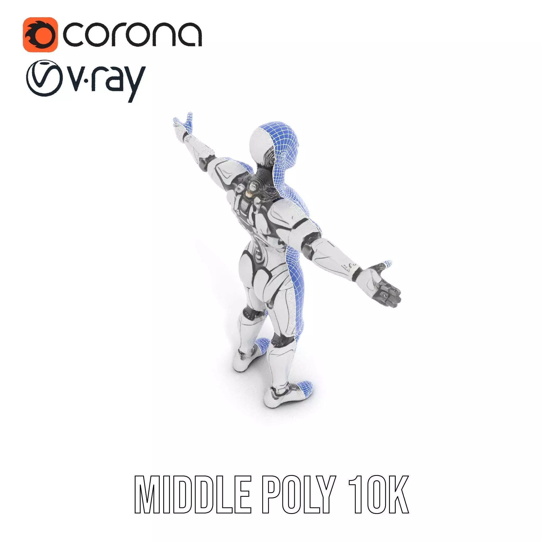 Futuristic Android Robot Model Pack with LED Details Low-poly 3D model_5
