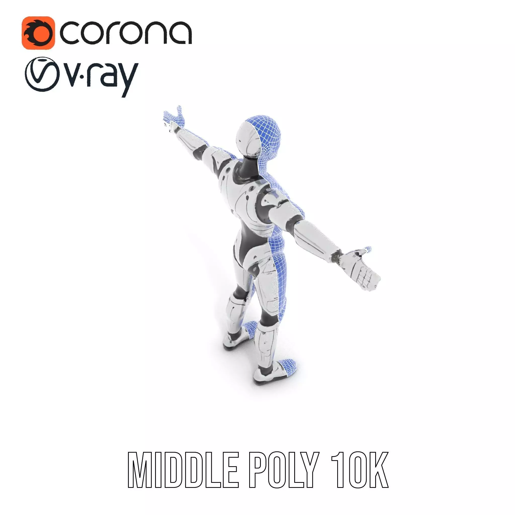 Futuristic Android Model Pack with Articulated Joints Low-poly 3D model_15