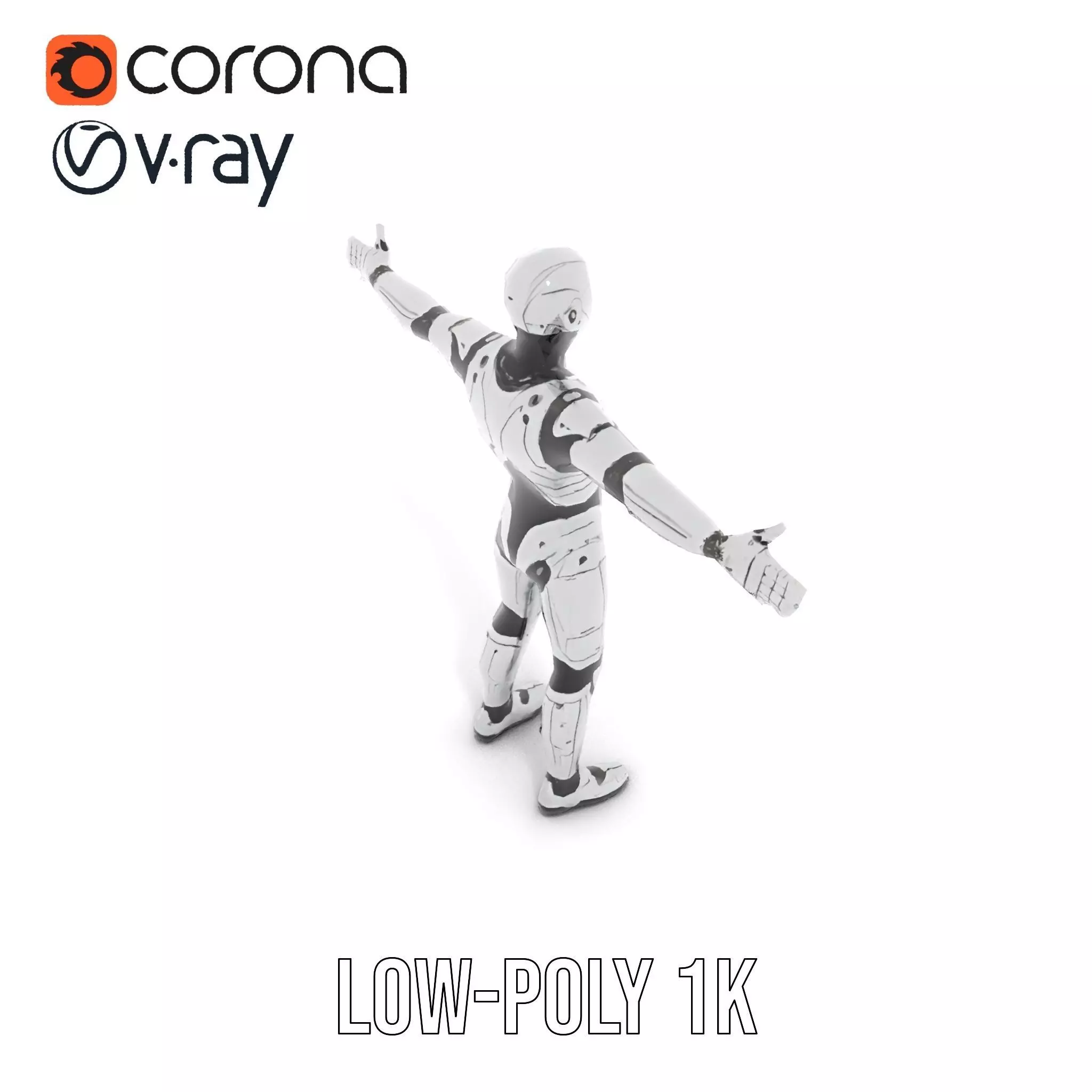 Futuristic Android Model Pack with Articulated Joints Low-poly 3D model_22