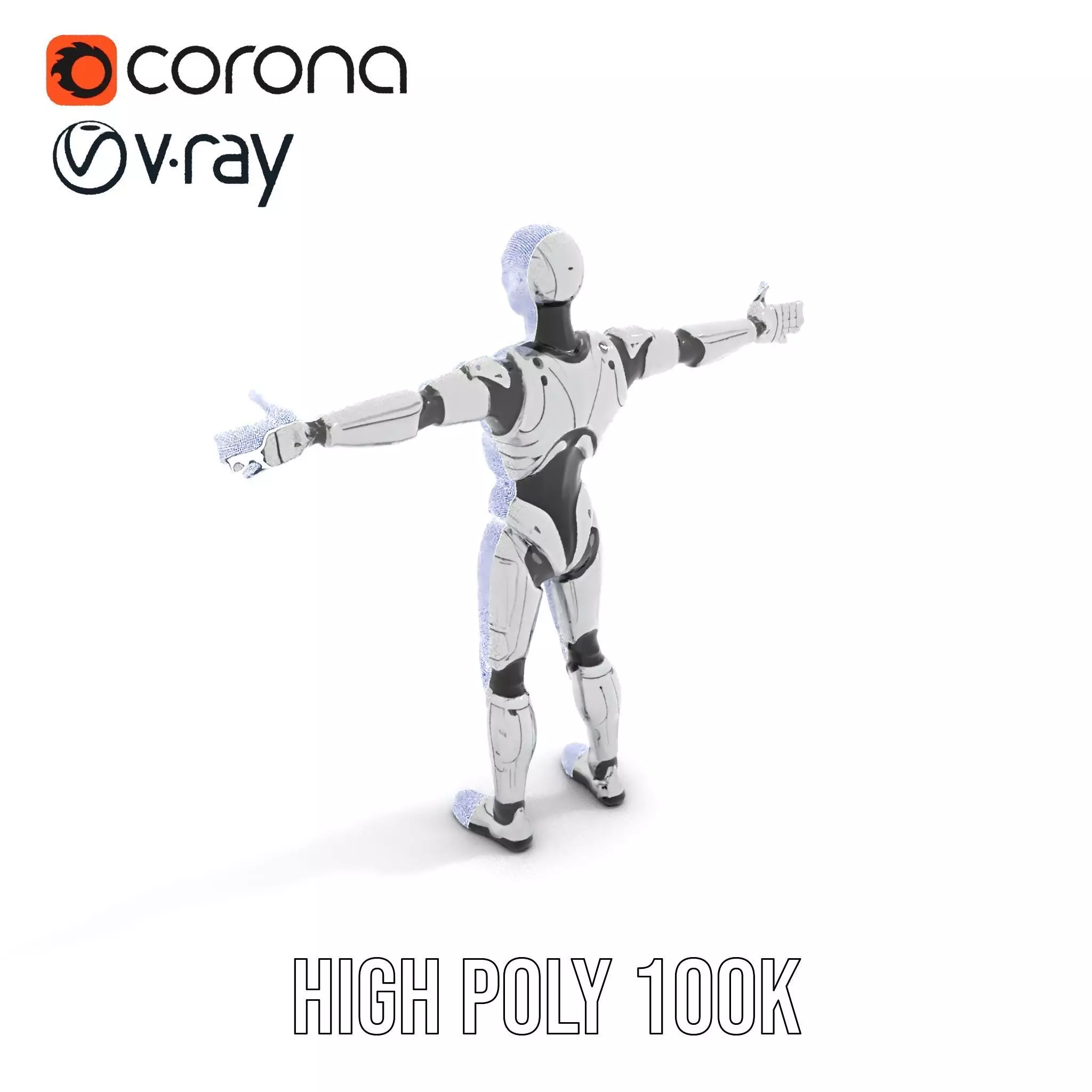 Futuristic Android Model Pack with Articulated Joints Low-poly 3D model_32