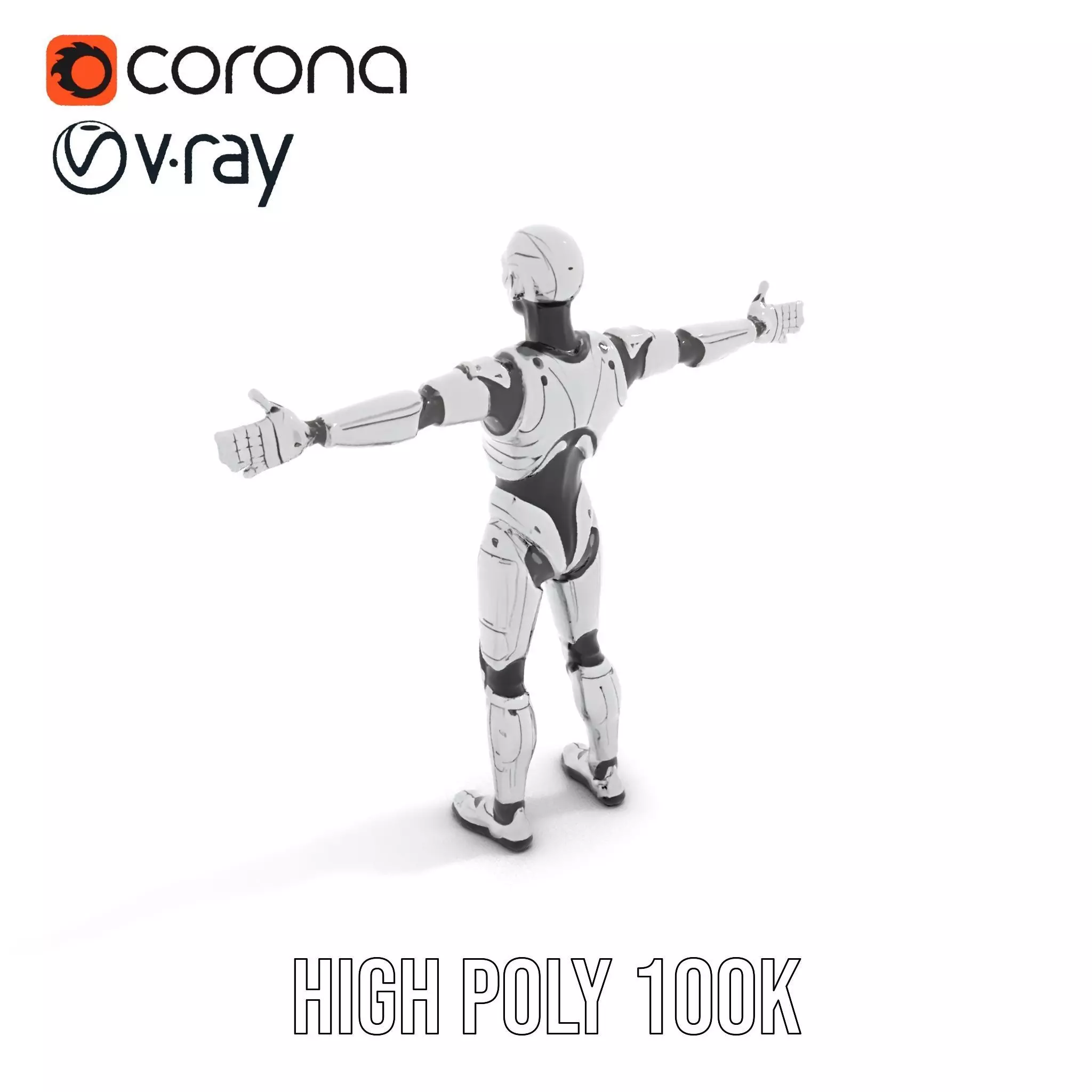 Futuristic Android Model Pack with Articulated Joints Low-poly 3D model_11