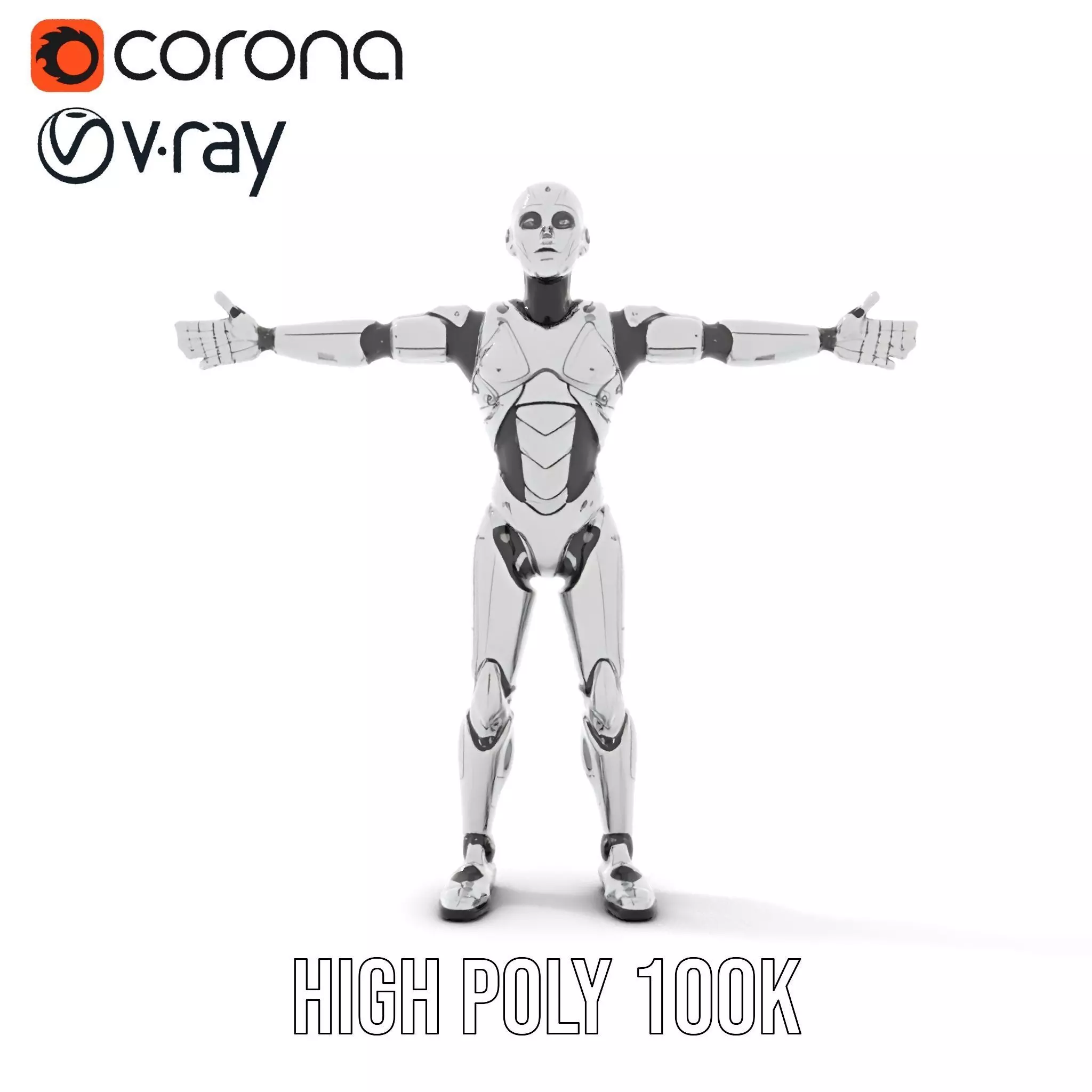 Futuristic Android Model Pack with Articulated Joints Low-poly 3D model_28