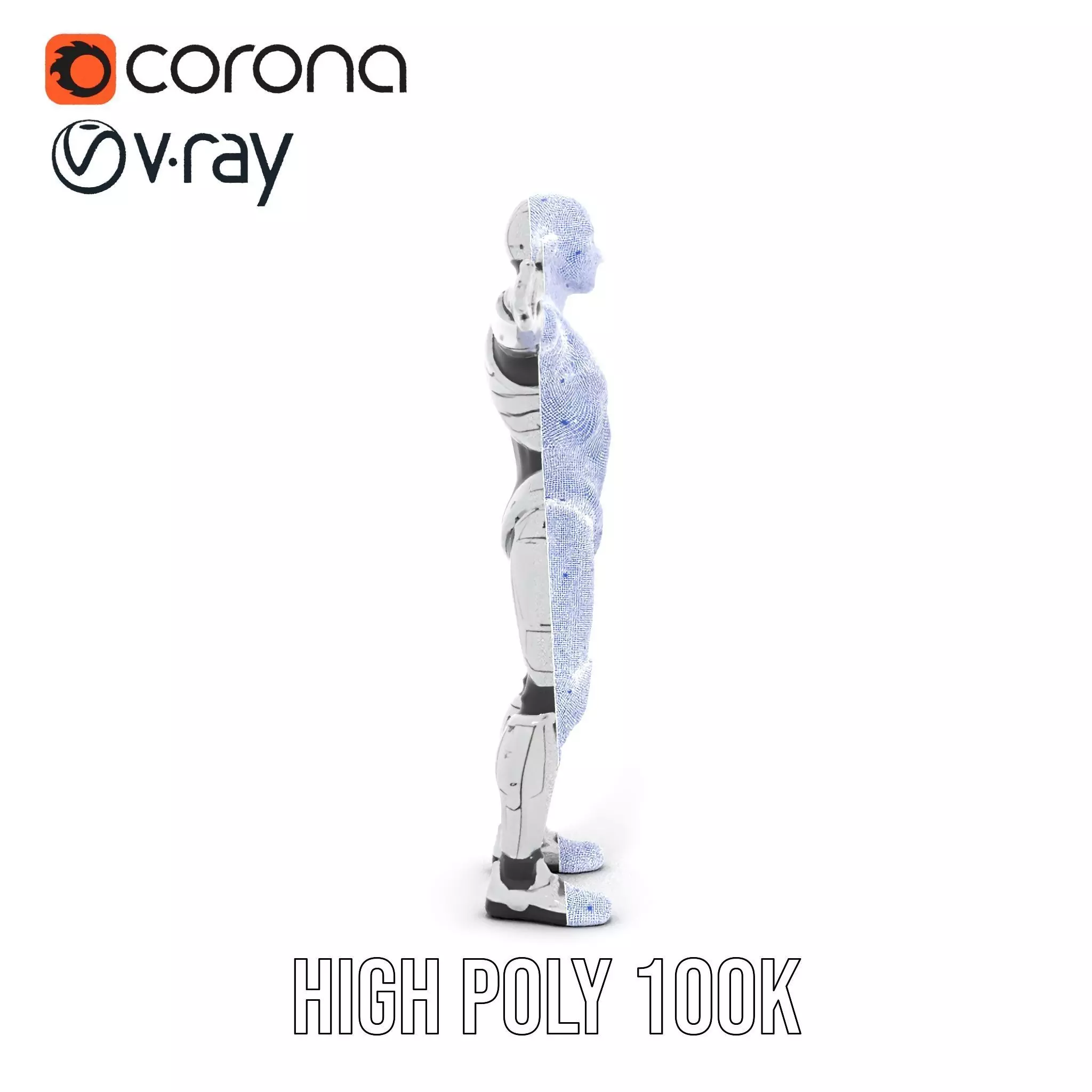 Futuristic Android Model Pack with Articulated Joints Low-poly 3D model_33