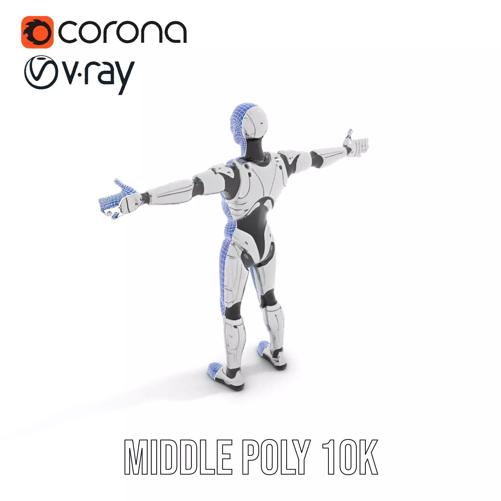 Futuristic Android Model Pack with Articulated Joints Low-poly 3D model_23