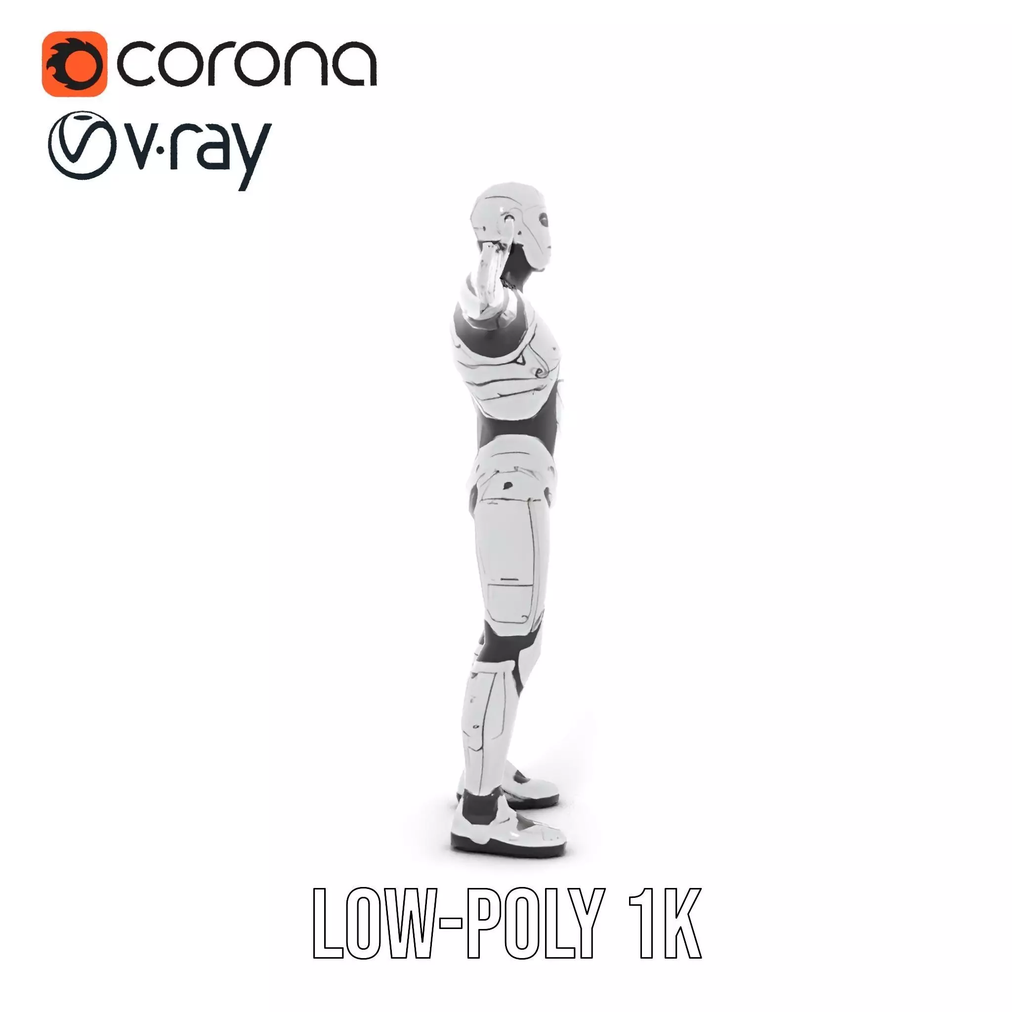 Futuristic Android Model Pack with Articulated Joints Low-poly 3D model_8