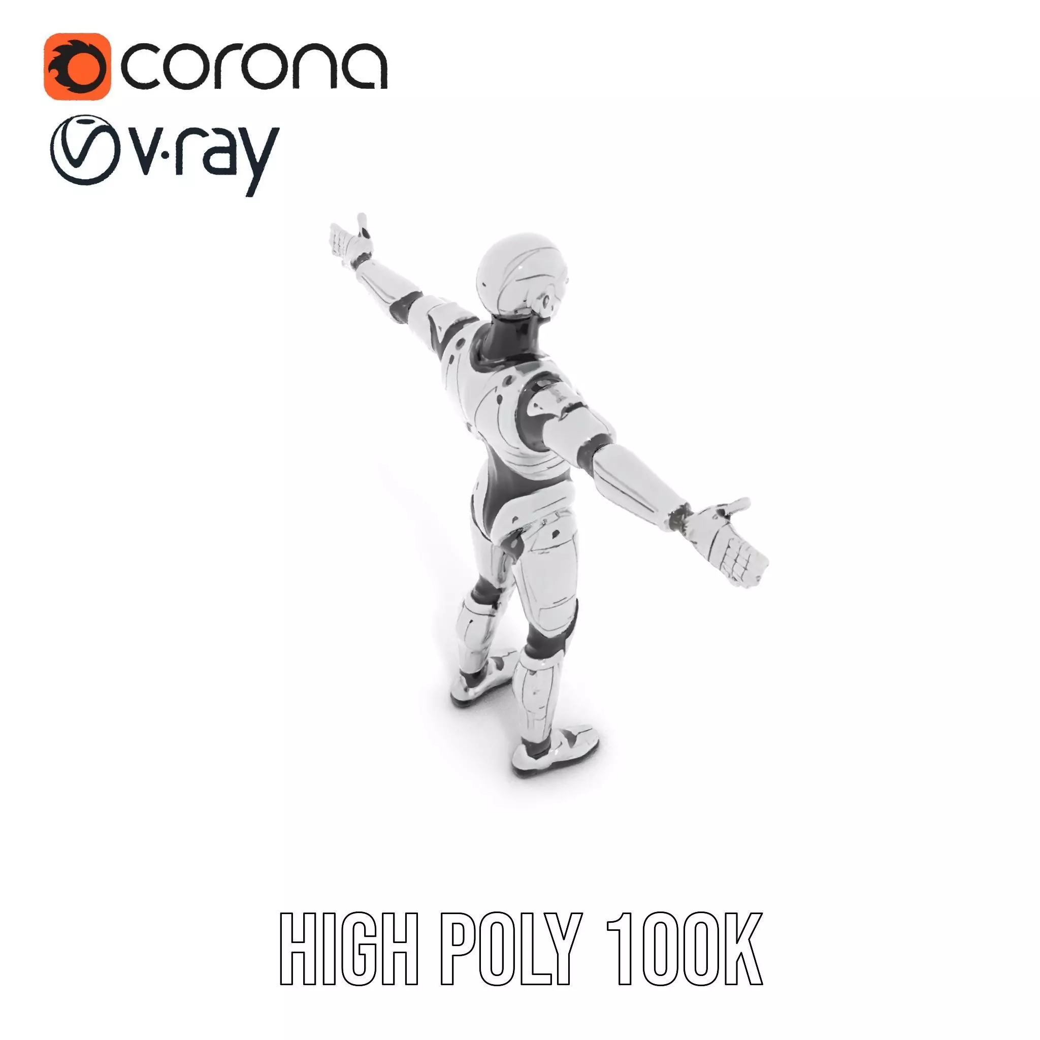 Futuristic Android Model Pack with Articulated Joints Low-poly 3D model_20