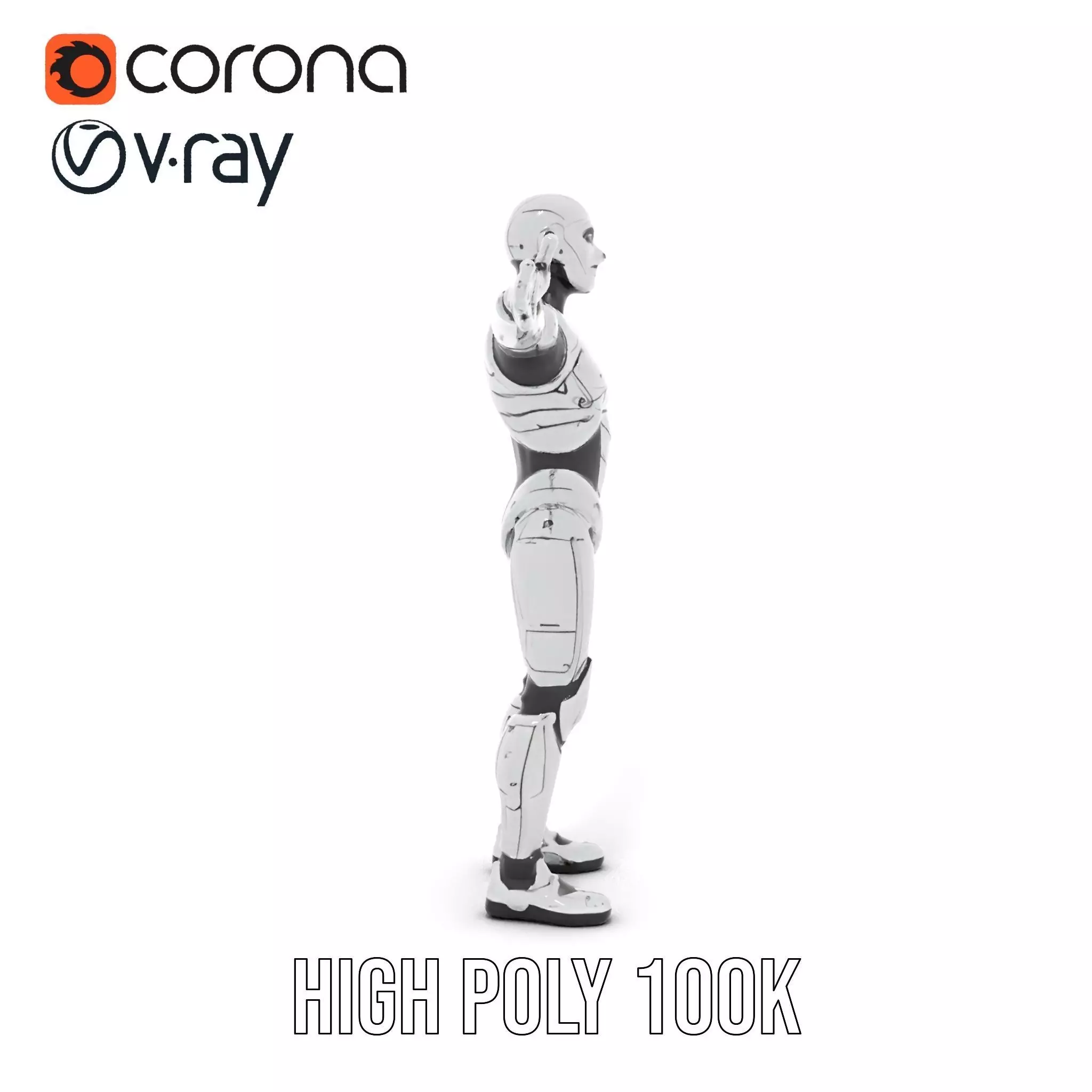 Futuristic Android Model Pack with Articulated Joints Low-poly 3D model_25