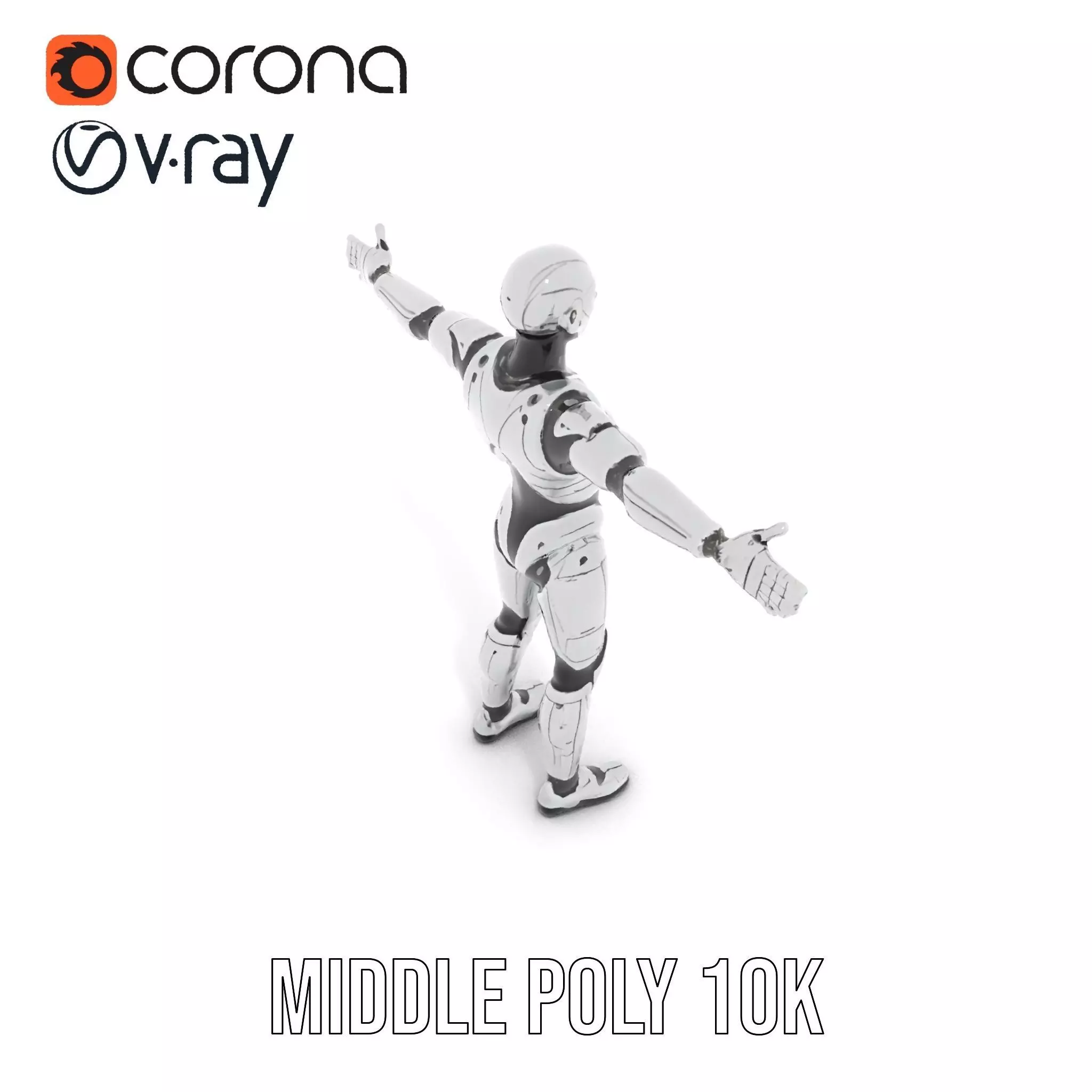 Futuristic Android Model Pack with Articulated Joints Low-poly 3D model_5