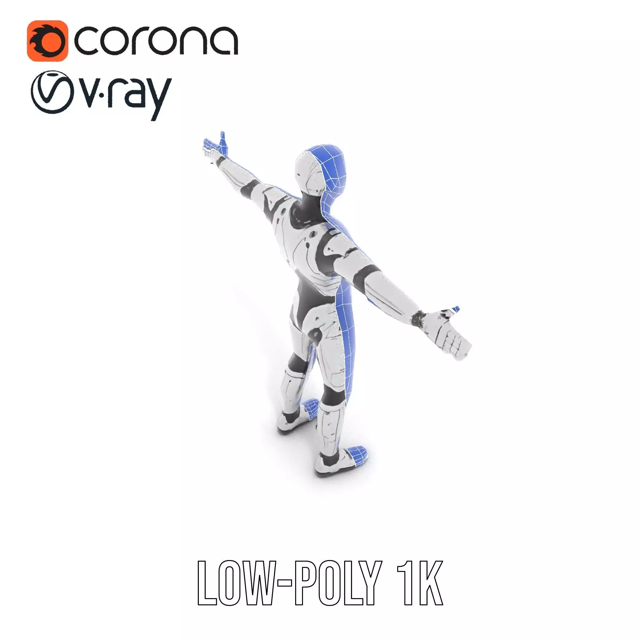 Futuristic Android Model Pack with Articulated Joints Low-poly 3D model_10