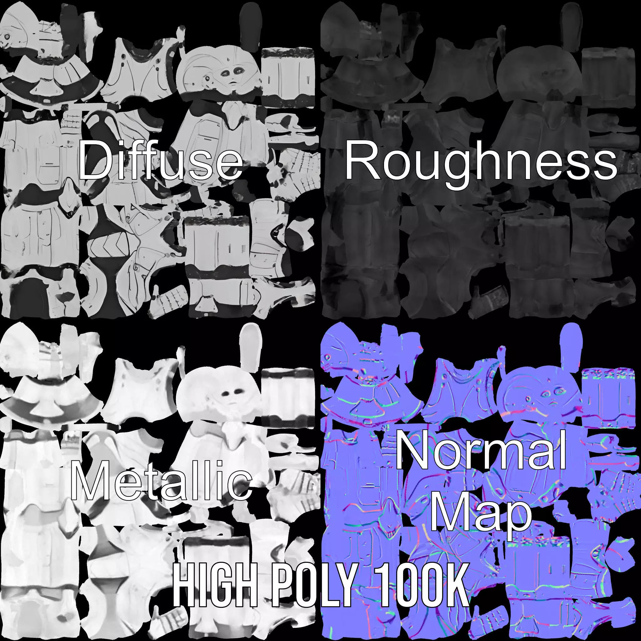 Futuristic Android Model Pack with Articulated Joints Low-poly 3D model_3