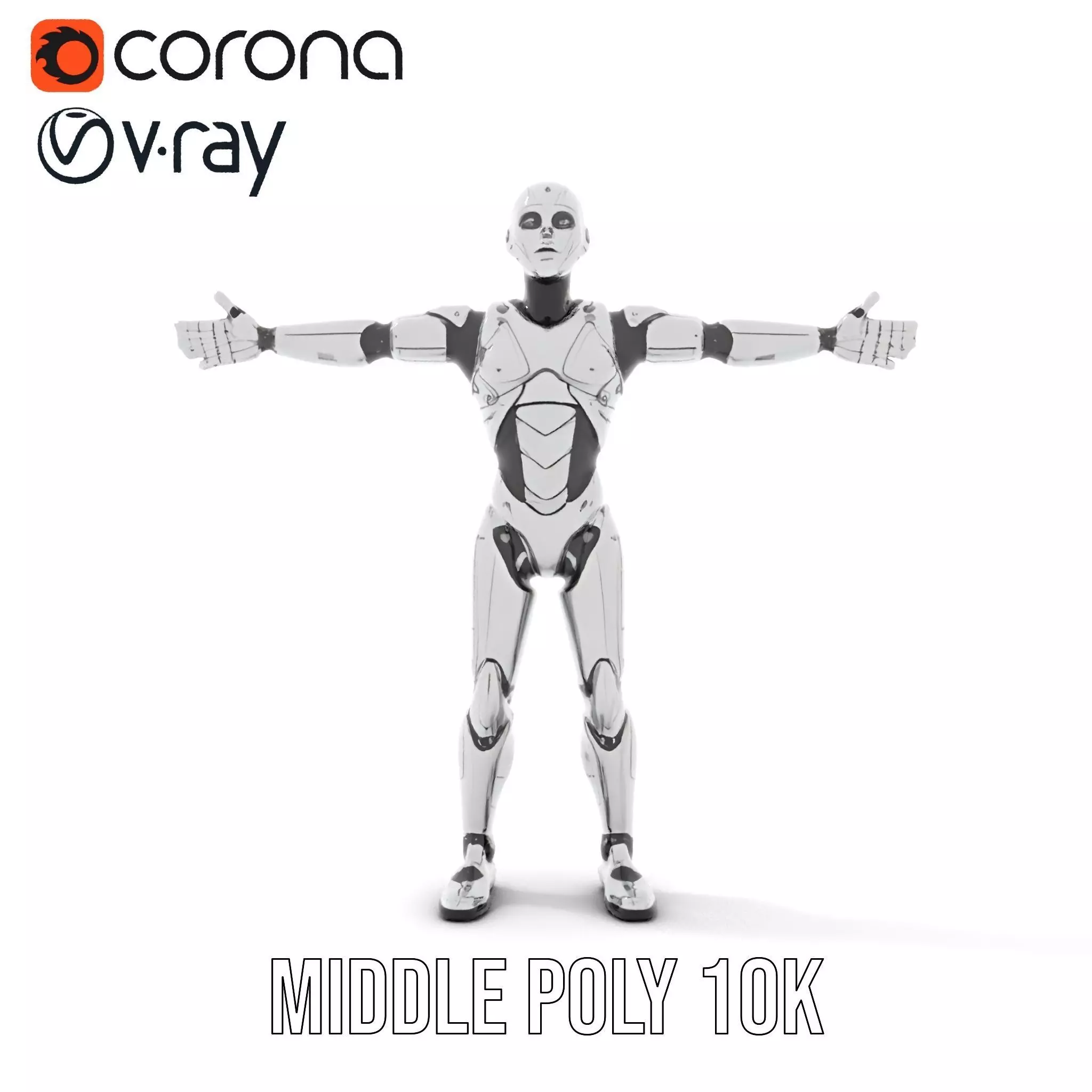 Futuristic Android Model Pack with Articulated Joints Low-poly 3D model_12