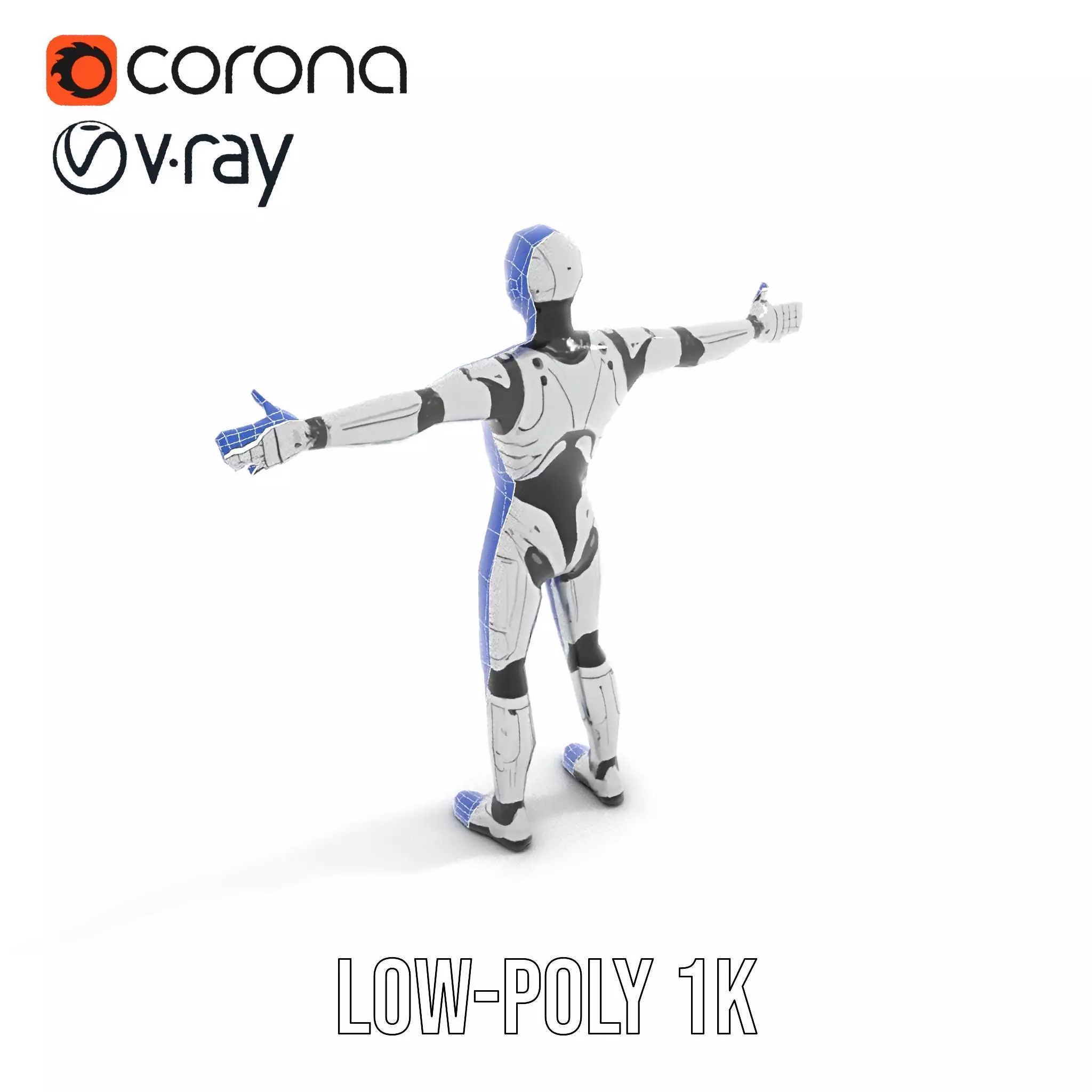 Futuristic Android Model Pack with Articulated Joints Low-poly 3D model_30