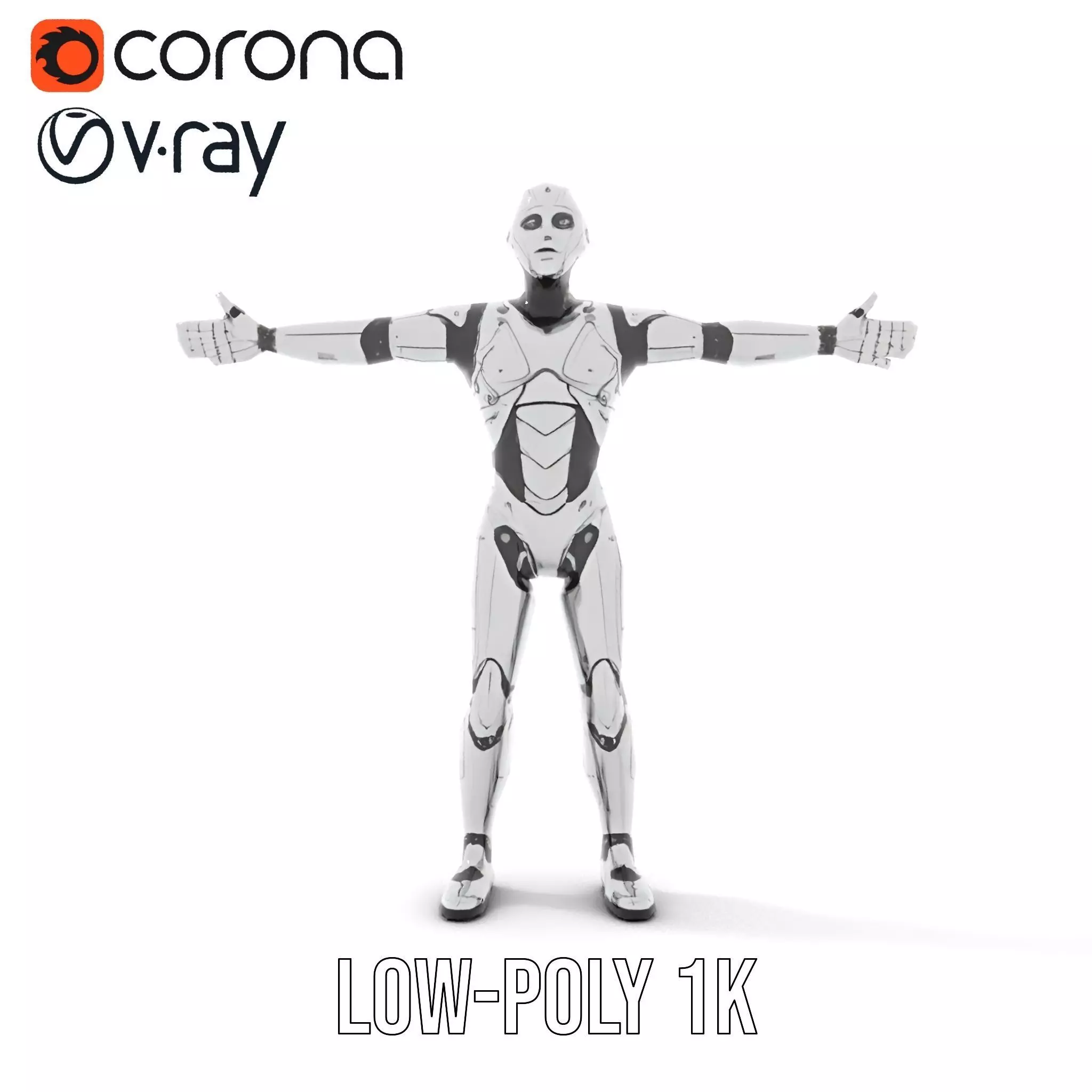 Futuristic Android Model Pack with Articulated Joints Low-poly 3D model_7