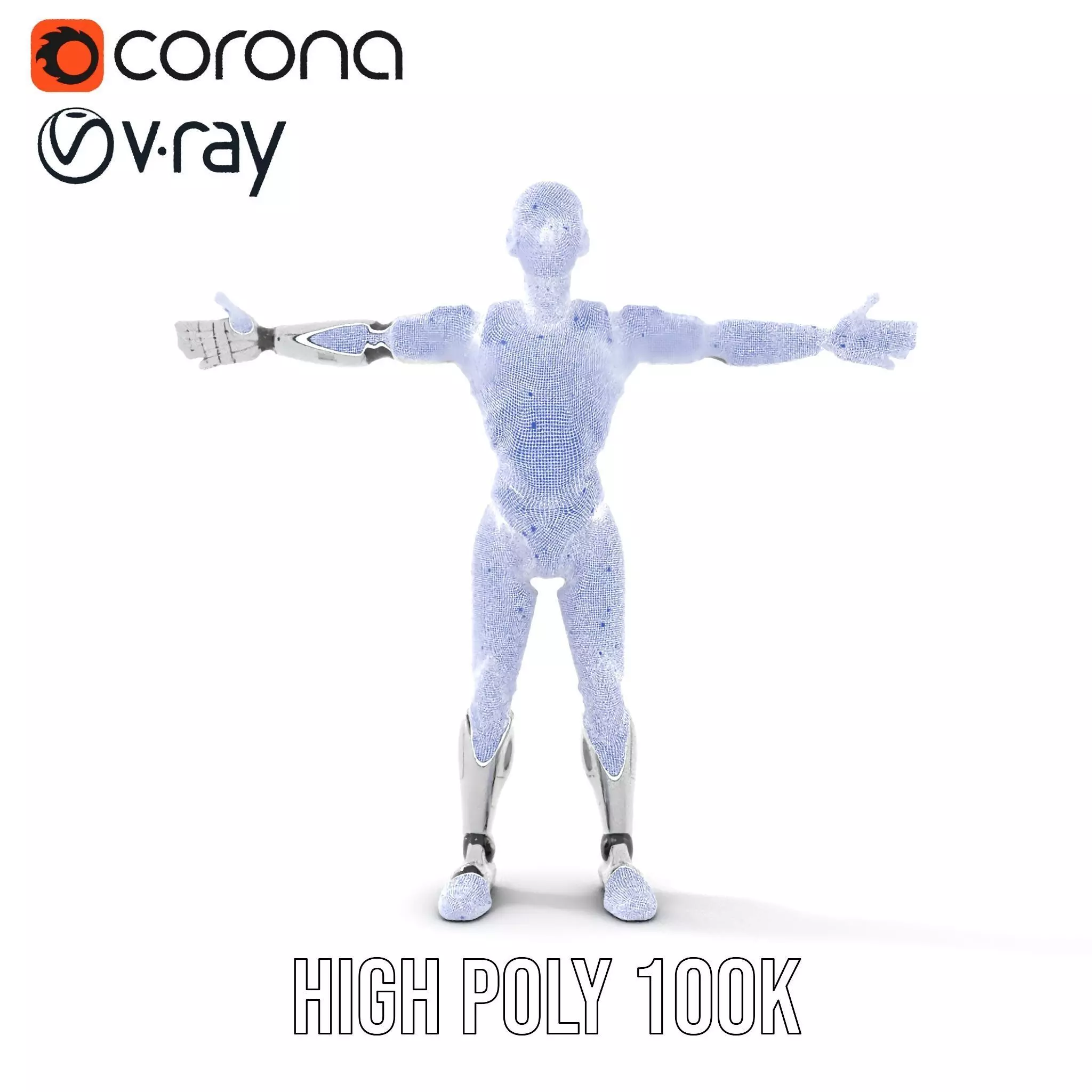 Futuristic Android Model Pack with Articulated Joints Low-poly 3D model_34