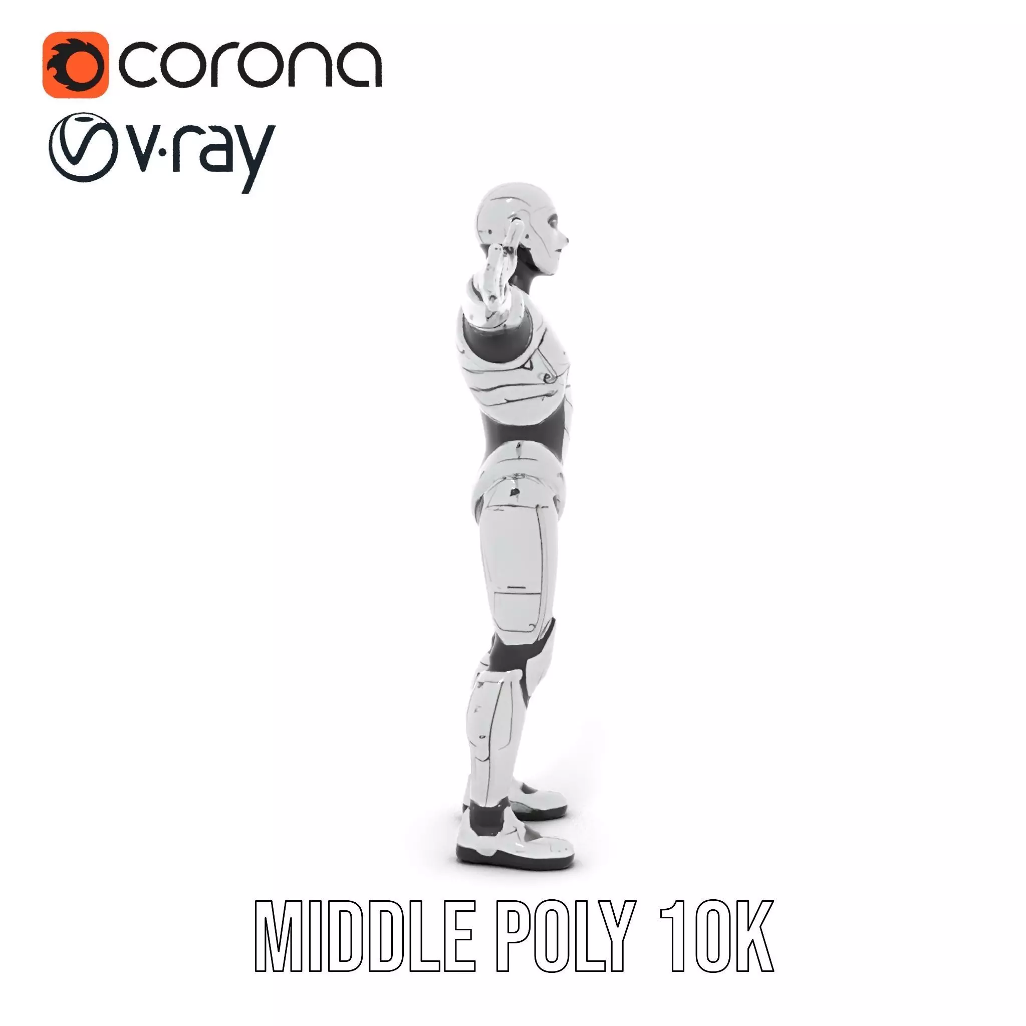 Futuristic Android Model Pack with Articulated Joints Low-poly 3D model_6