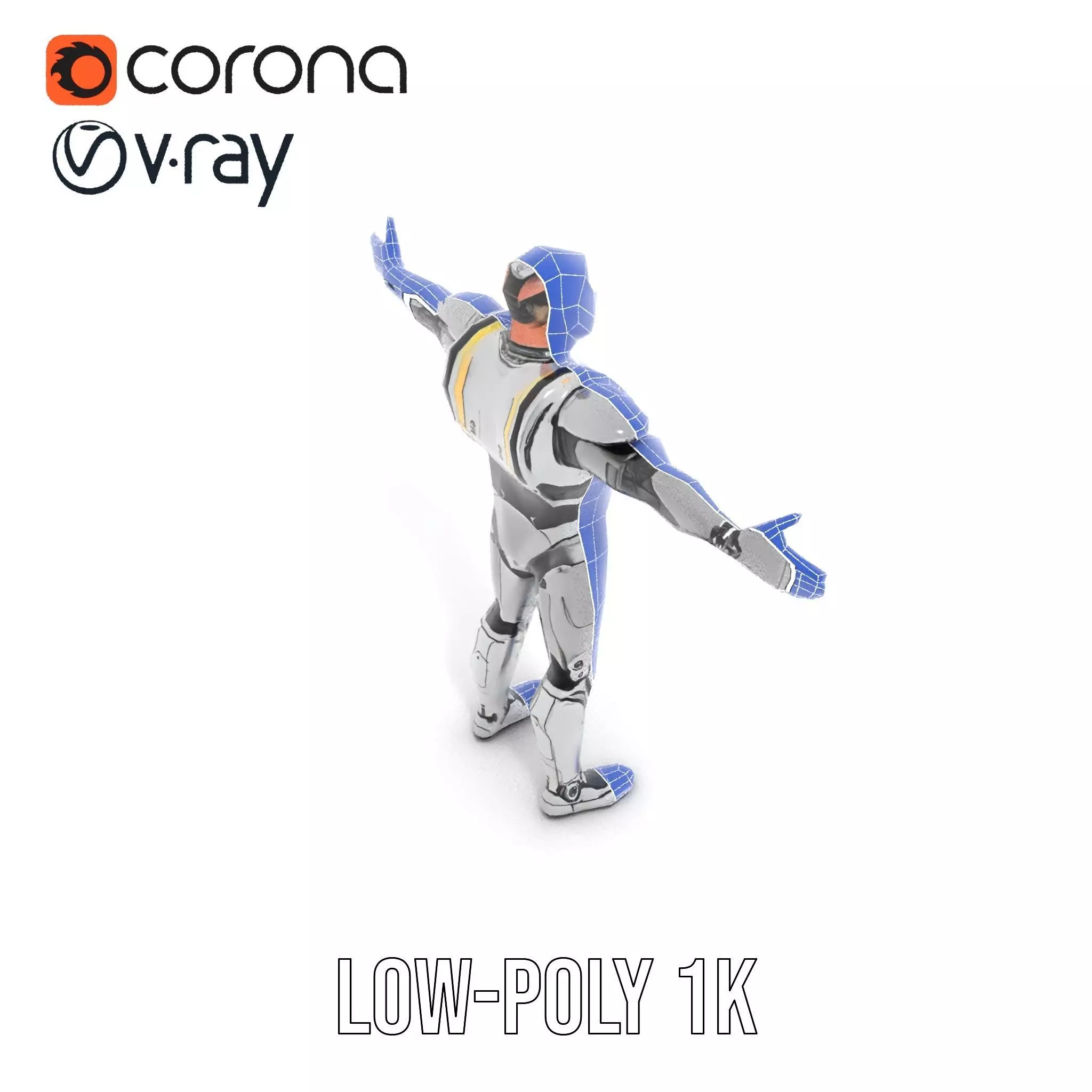 Futuristic Humanoid Robot Model Pack Low-poly 3D model_20