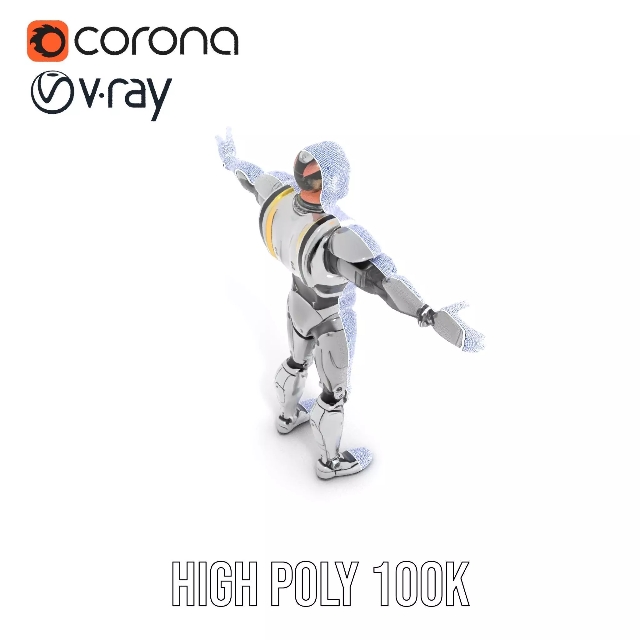 Futuristic Humanoid Robot Model Pack Low-poly 3D model_34