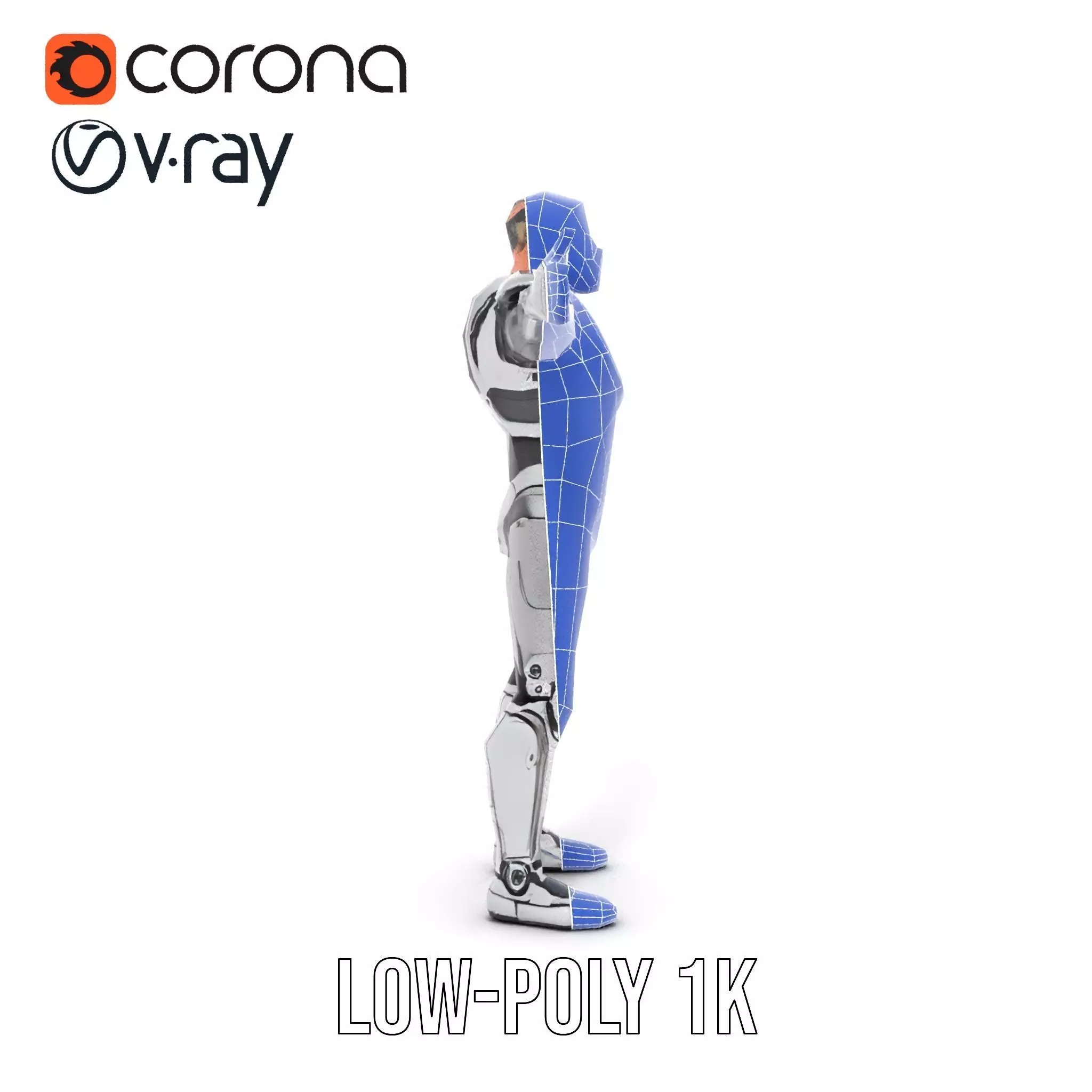 Futuristic Humanoid Robot Model Pack Low-poly 3D model_25