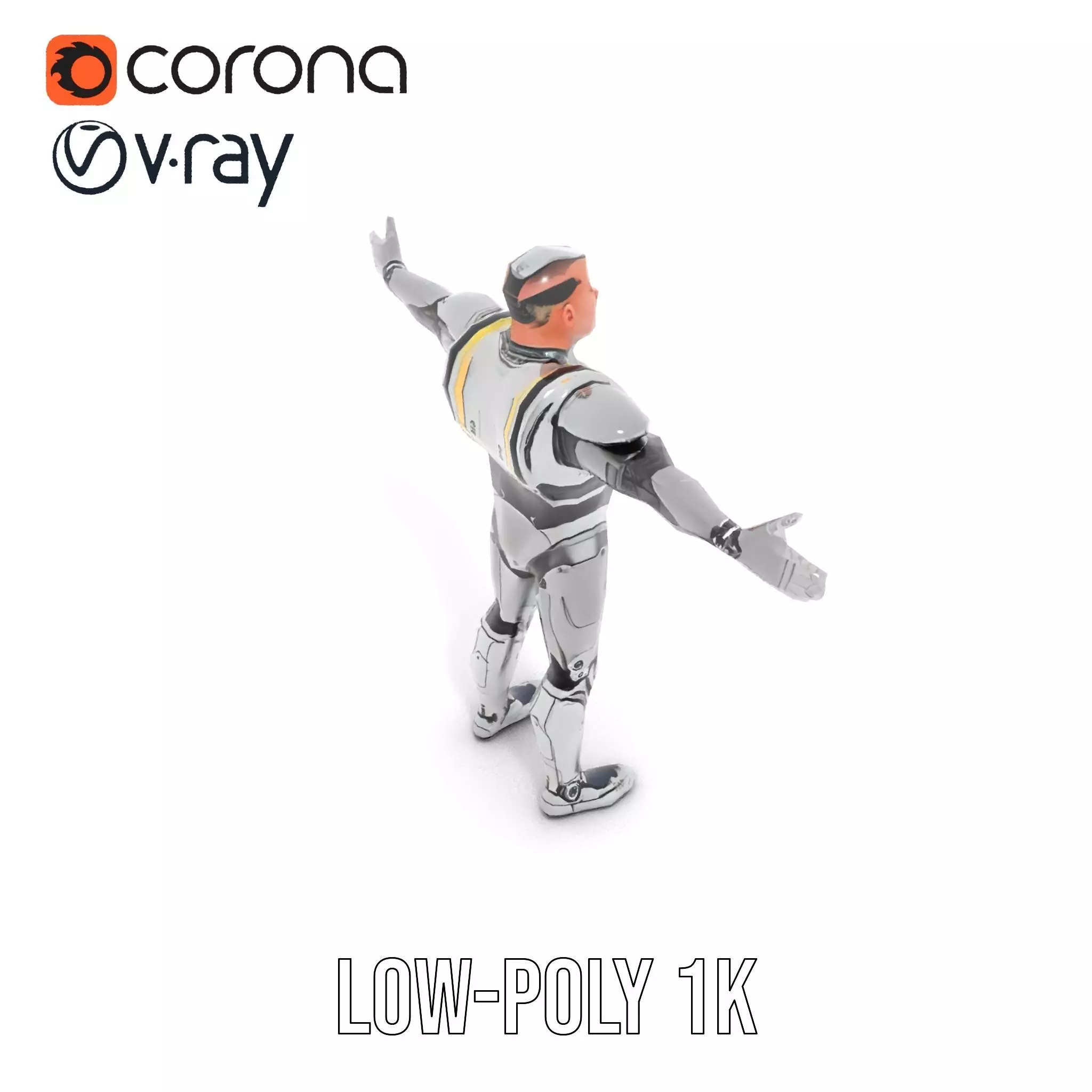 Futuristic Humanoid Robot Model Pack Low-poly 3D model_8