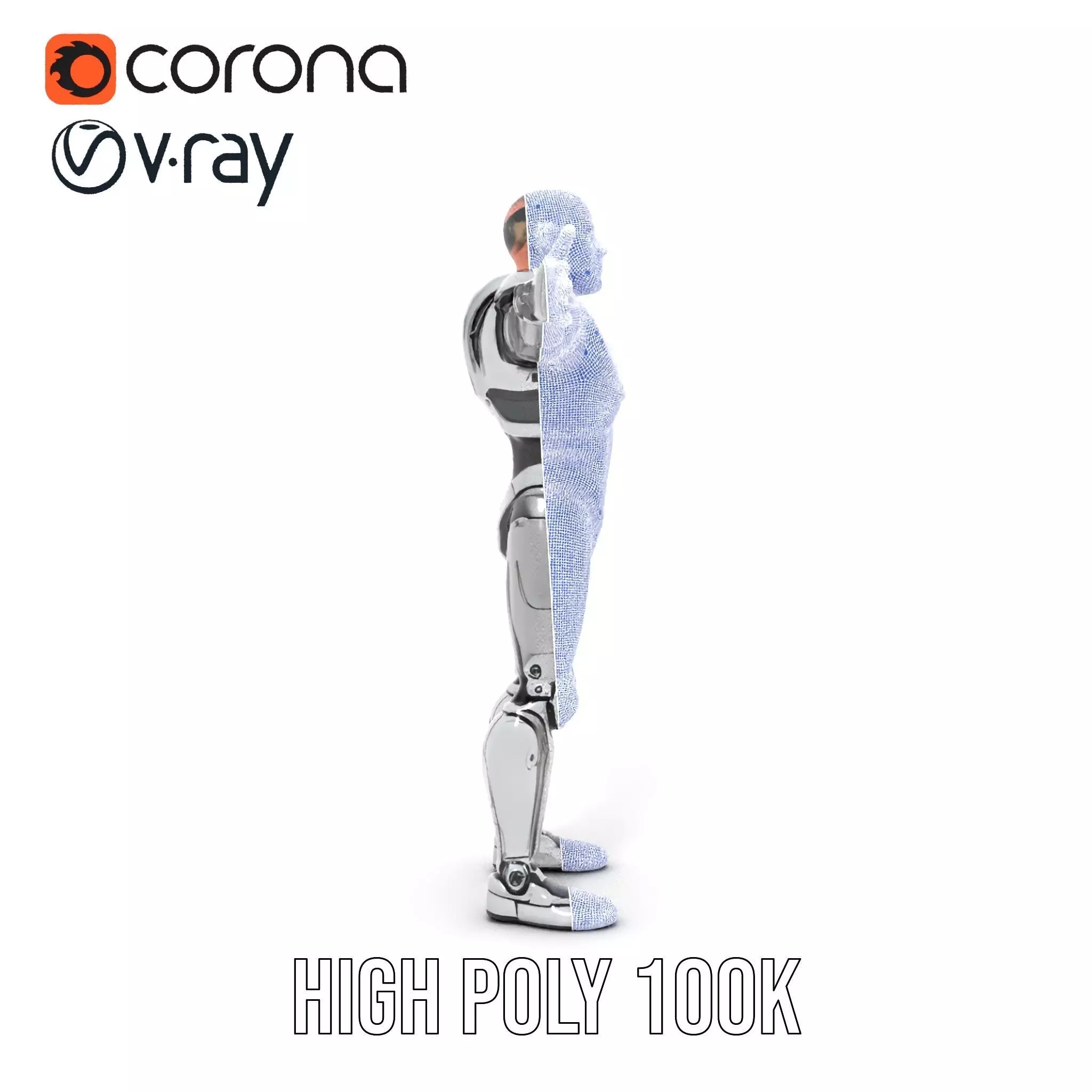 Futuristic Humanoid Robot Model Pack Low-poly 3D model_33