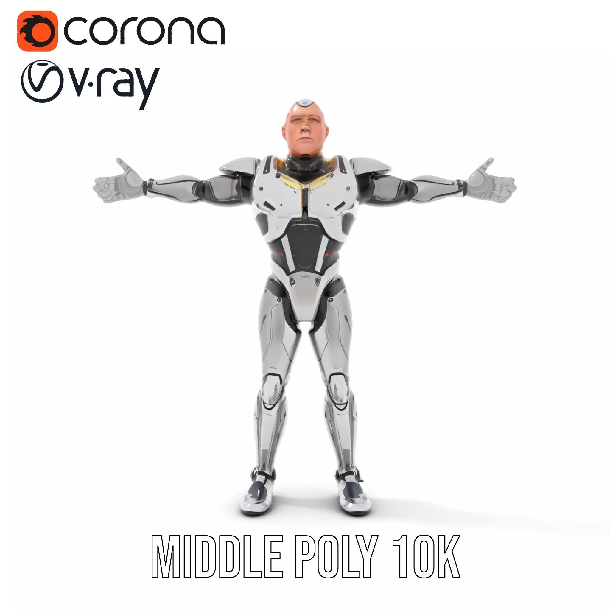 Futuristic Humanoid Robot Model Pack Low-poly 3D model_13