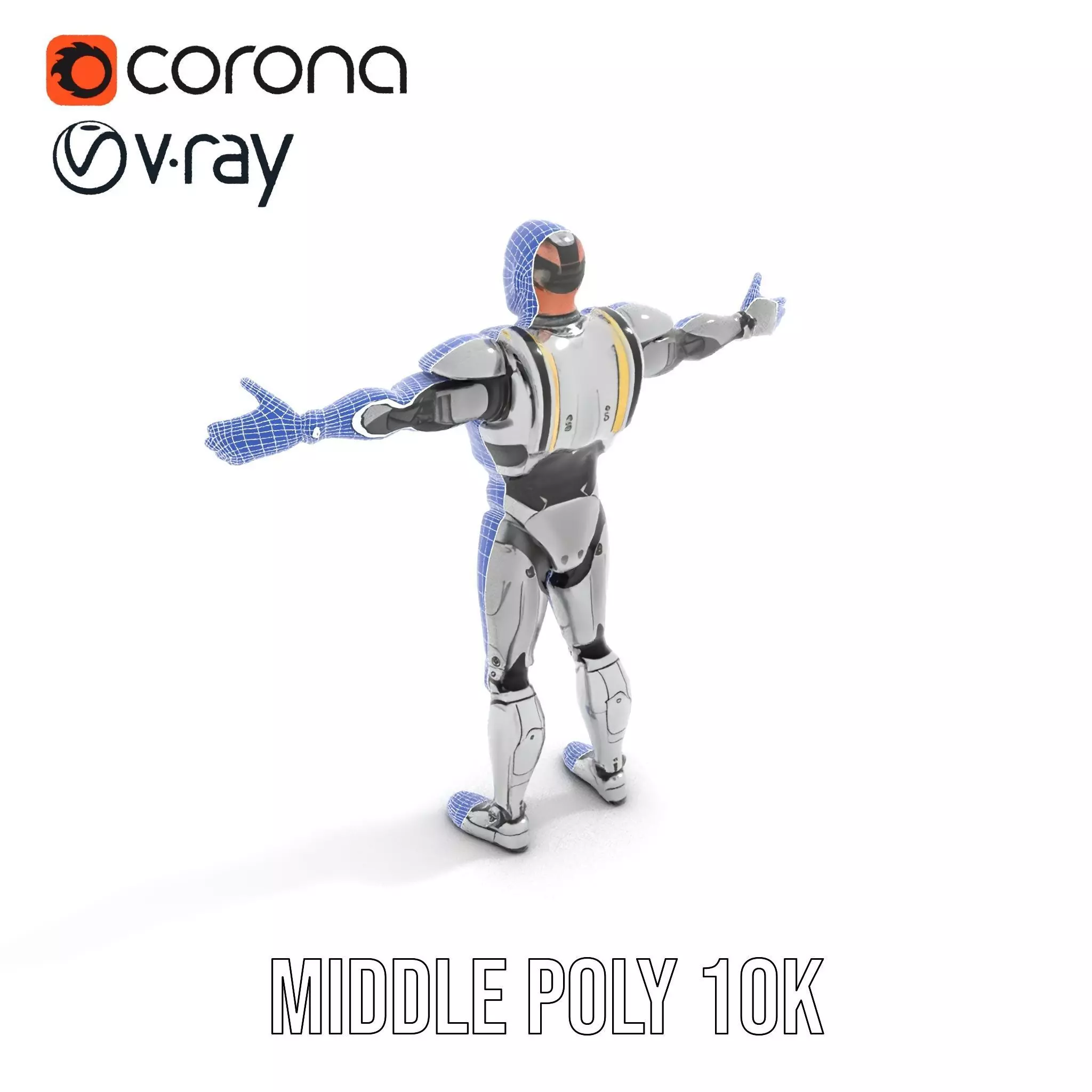 Futuristic Humanoid Robot Model Pack Low-poly 3D model_24