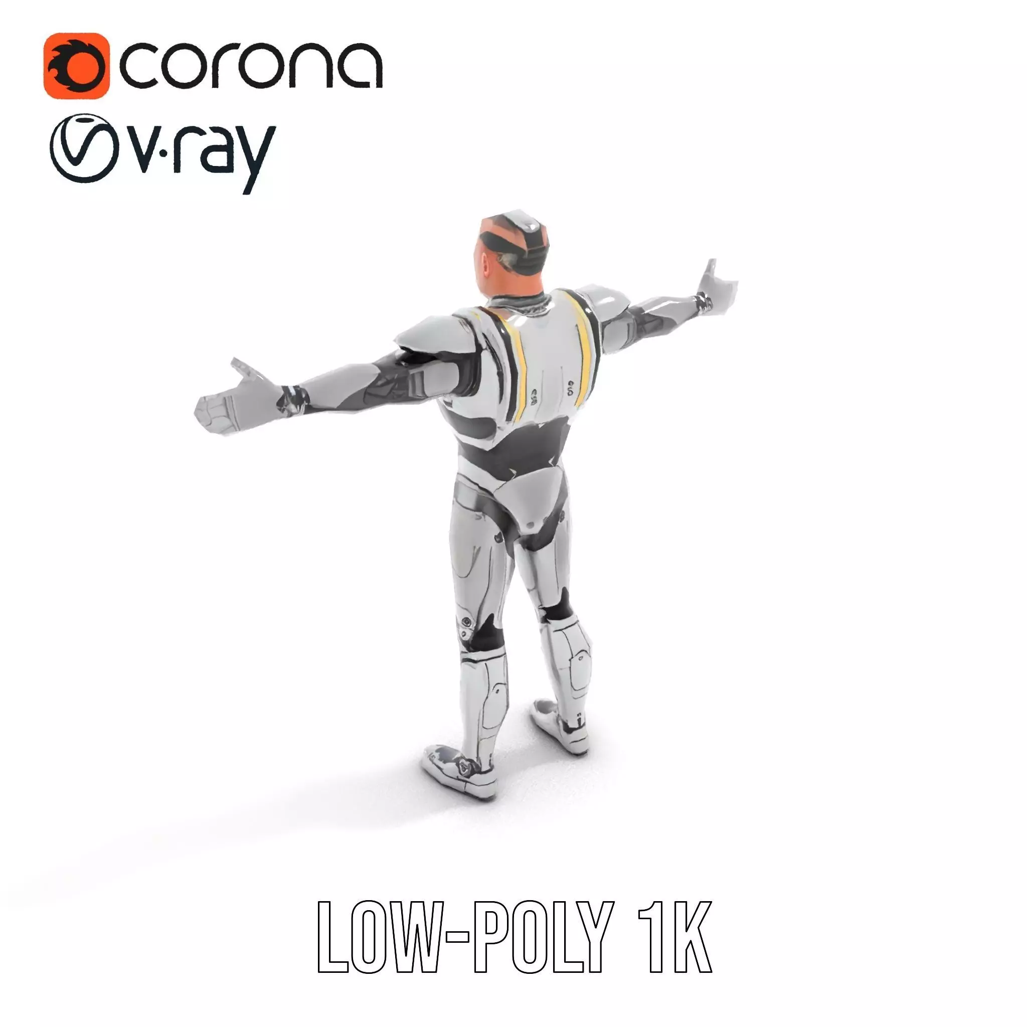 Futuristic Humanoid Robot Model Pack Low-poly 3D model_7