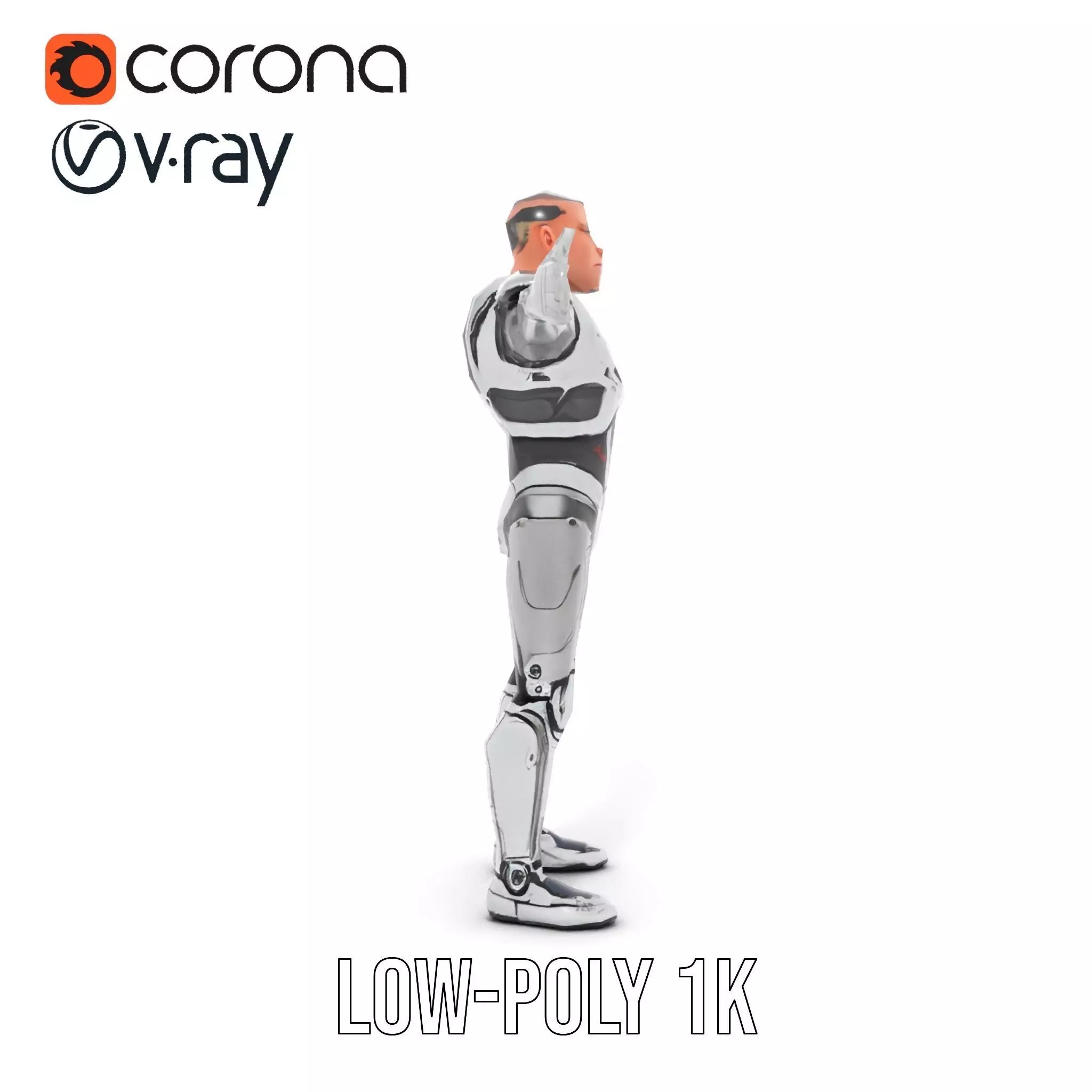 Futuristic Humanoid Robot Model Pack Low-poly 3D model_11