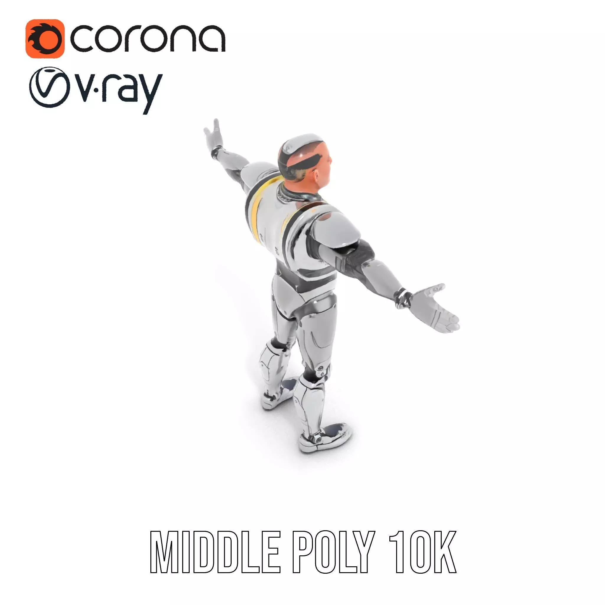 Futuristic Humanoid Robot Model Pack Low-poly 3D model_16