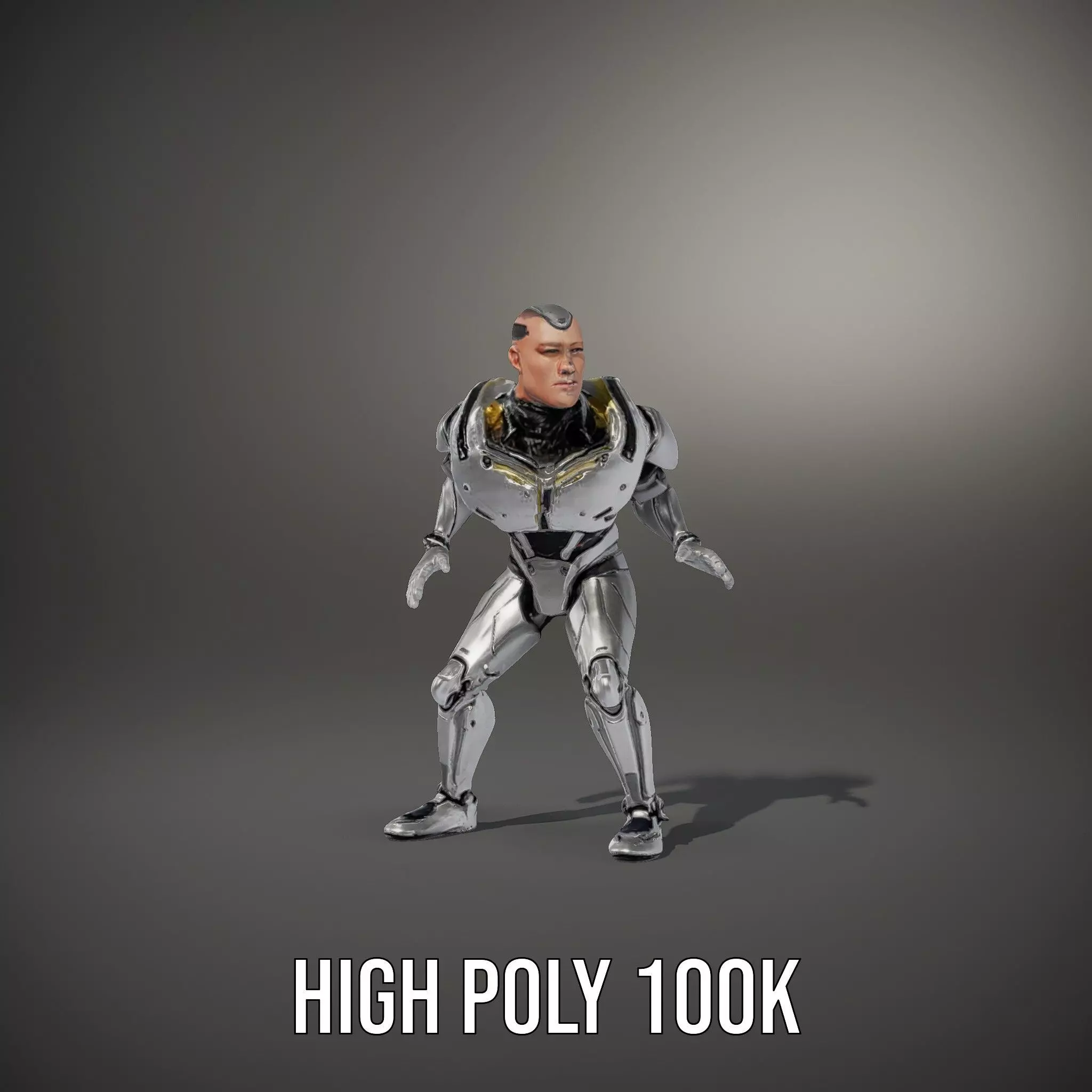 Futuristic Humanoid Robot Model Pack Low-poly 3D model_12