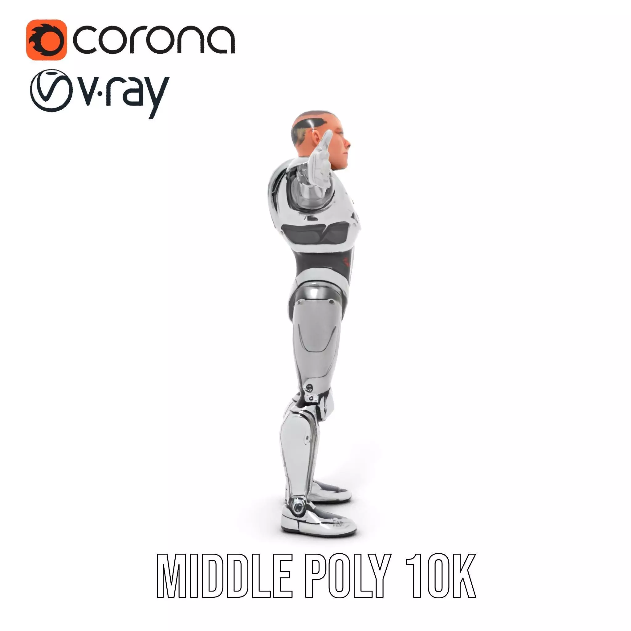 Futuristic Humanoid Robot Model Pack Low-poly 3D model_10