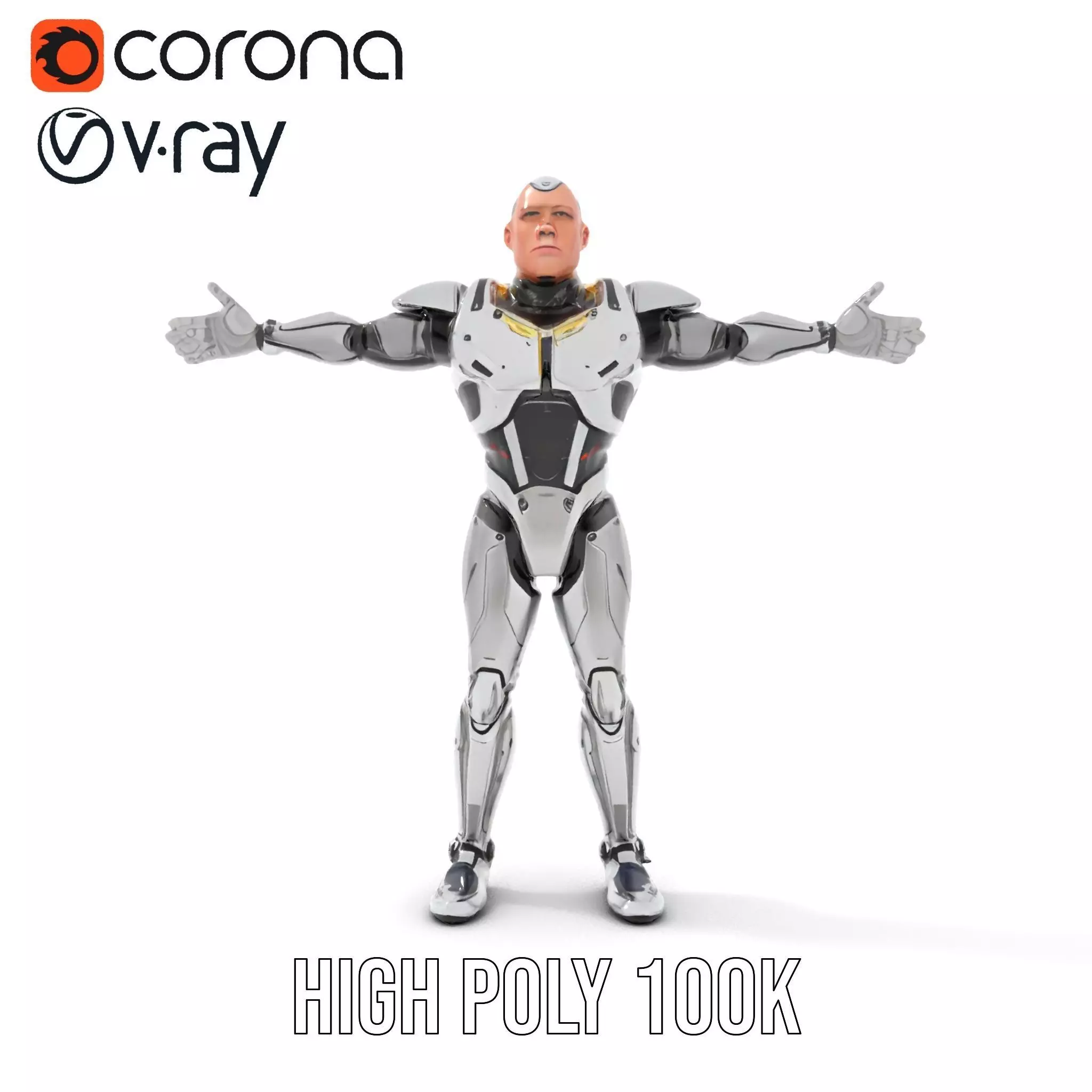 Futuristic Humanoid Robot Model Pack Low-poly 3D model_23