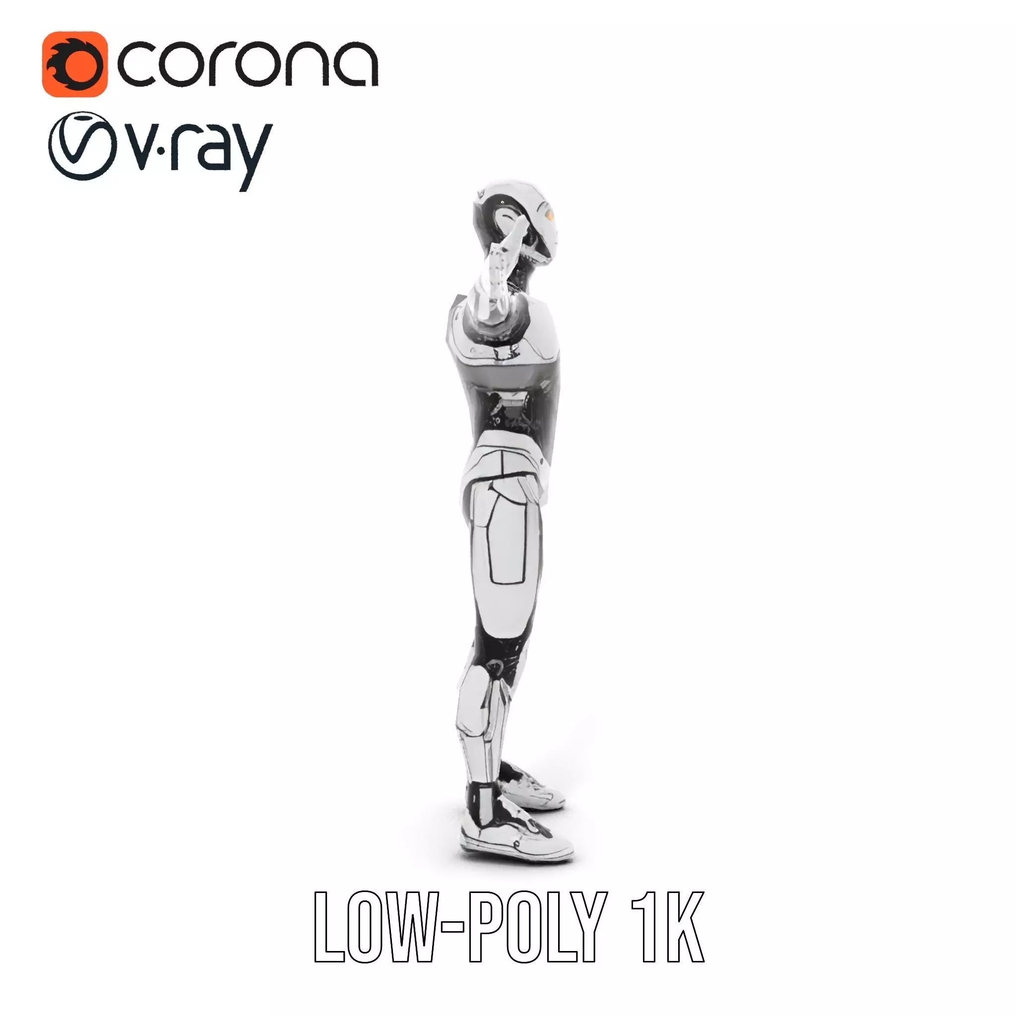 Humanoid Robot Armature Model Pack Low-poly 3D model_12