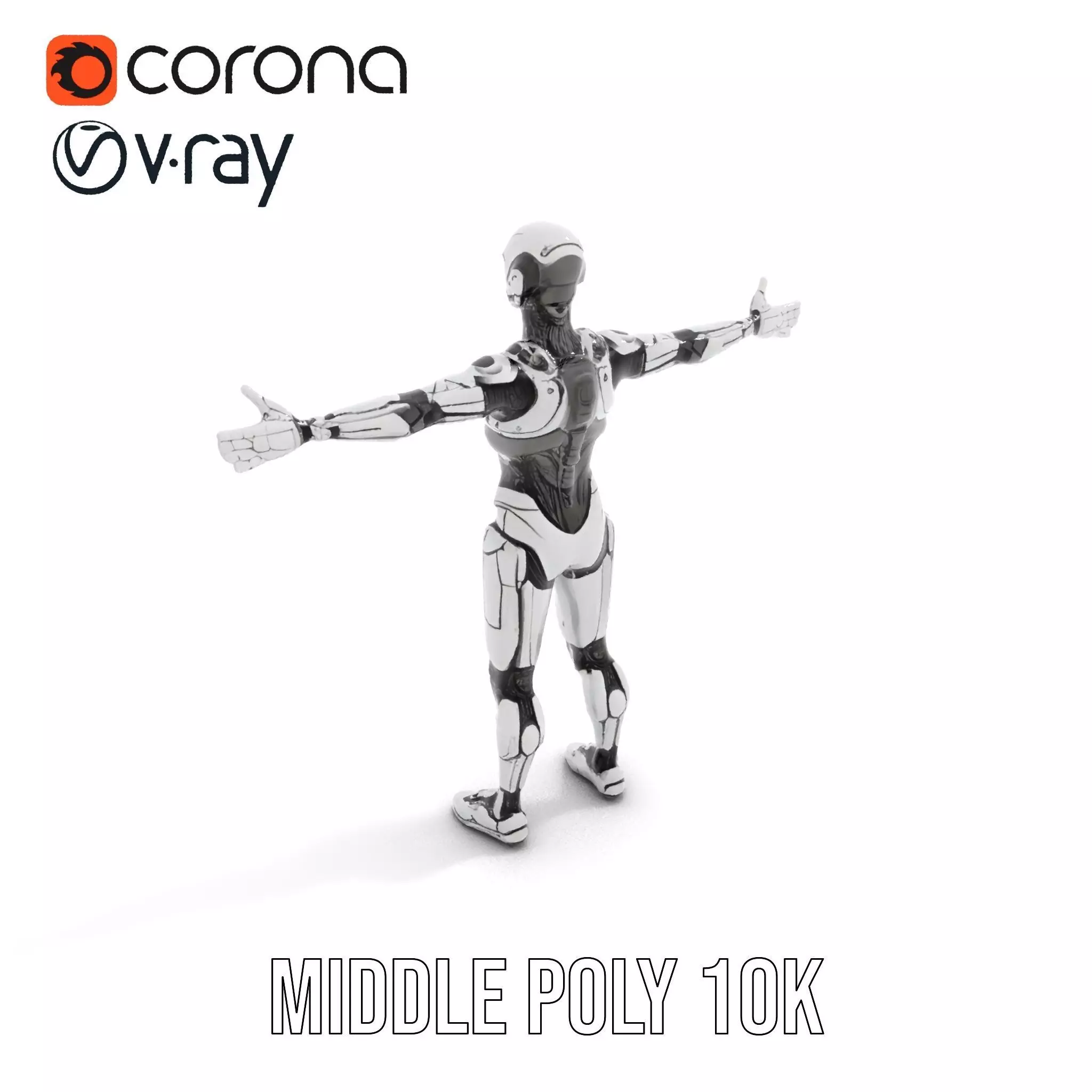 Humanoid Robot Armature Model Pack Low-poly 3D model_16