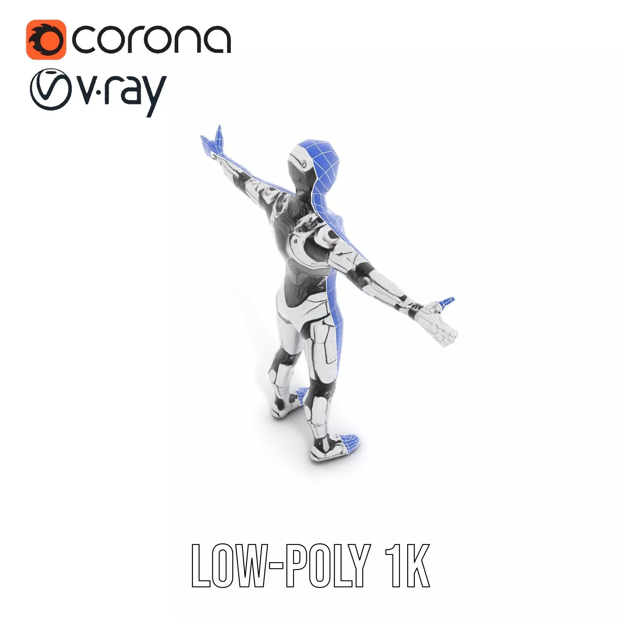 Humanoid Robot Armature Model Pack Low-poly 3D model_31
