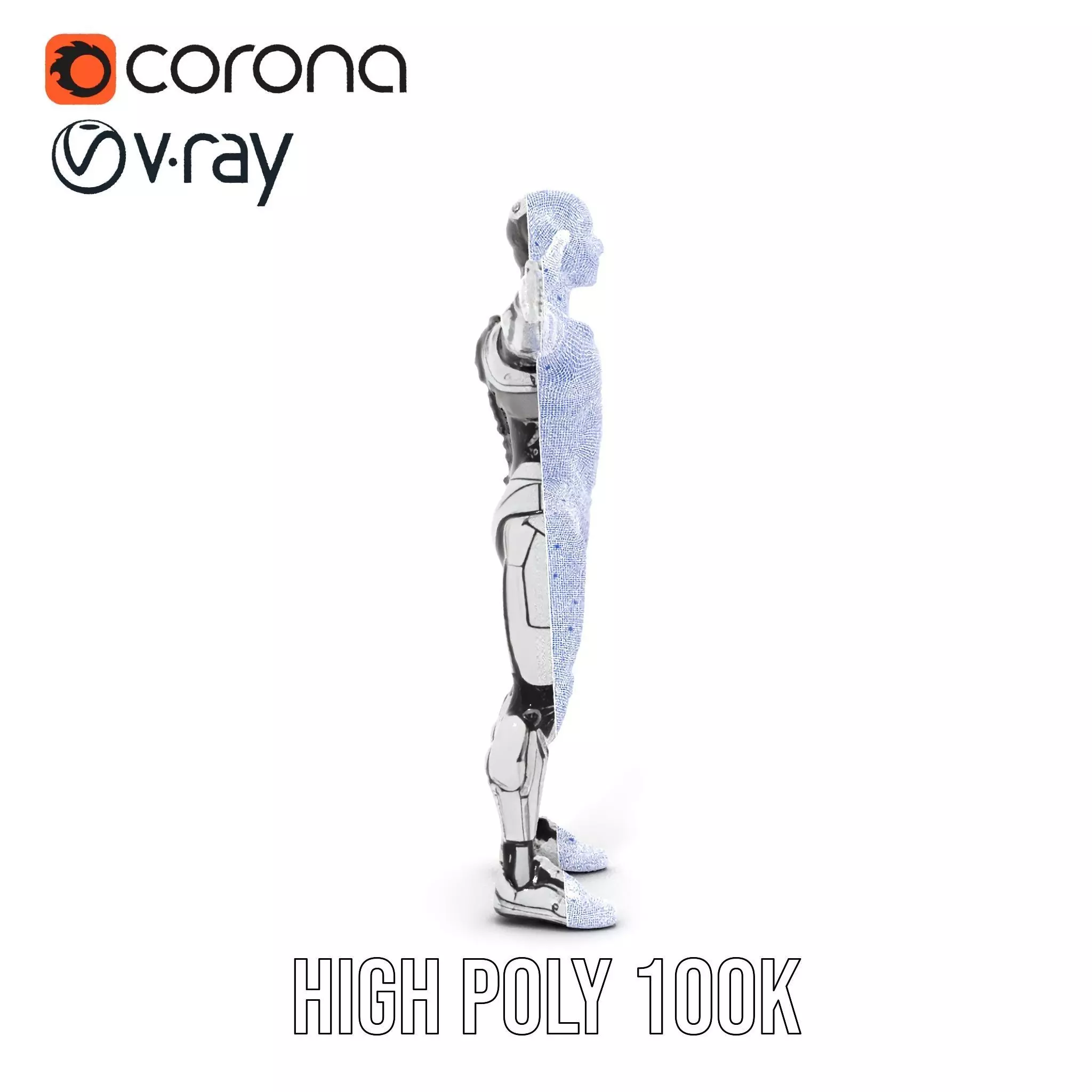 Humanoid Robot Armature Model Pack Low-poly 3D model_32