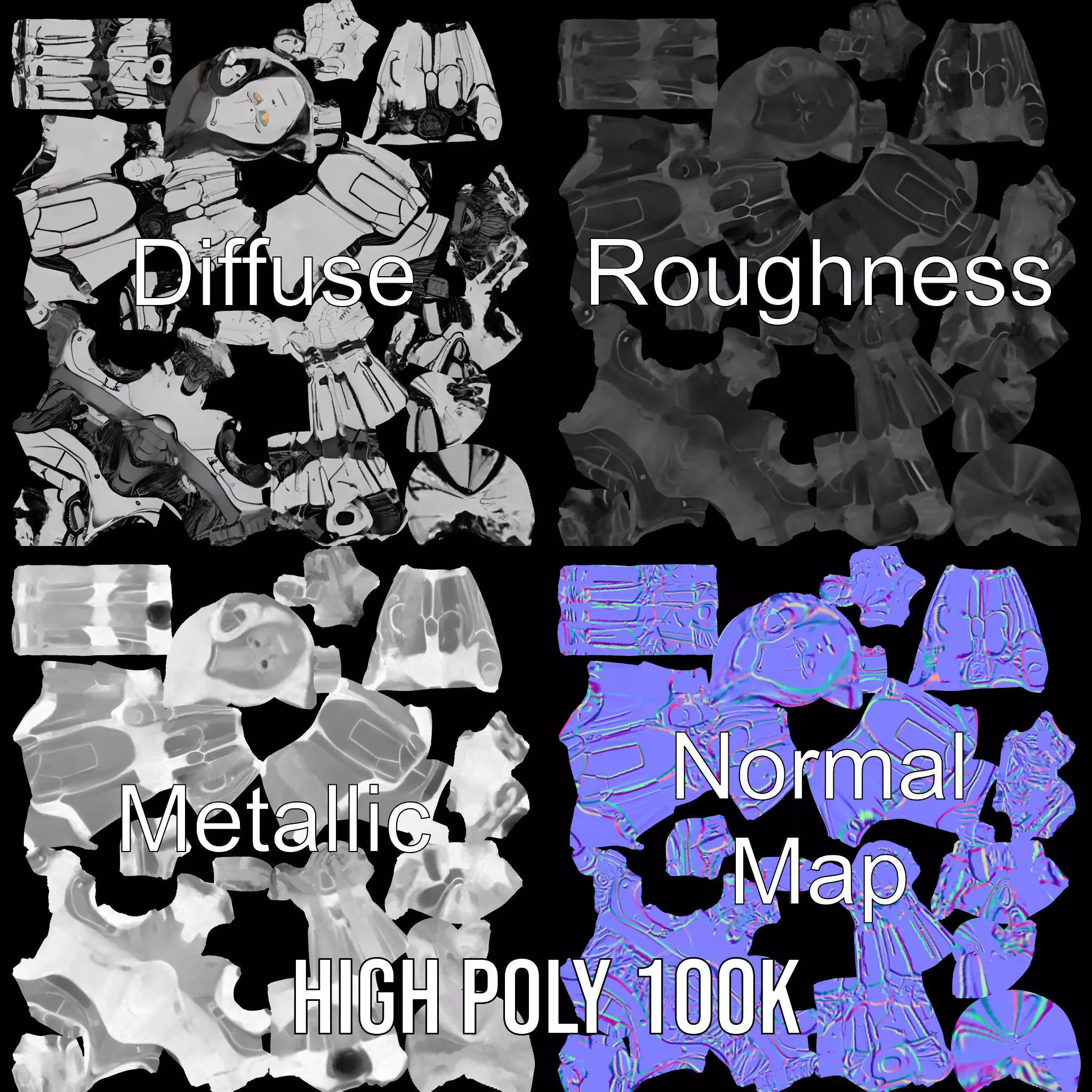 Humanoid Robot Armature Model Pack Low-poly 3D model_4