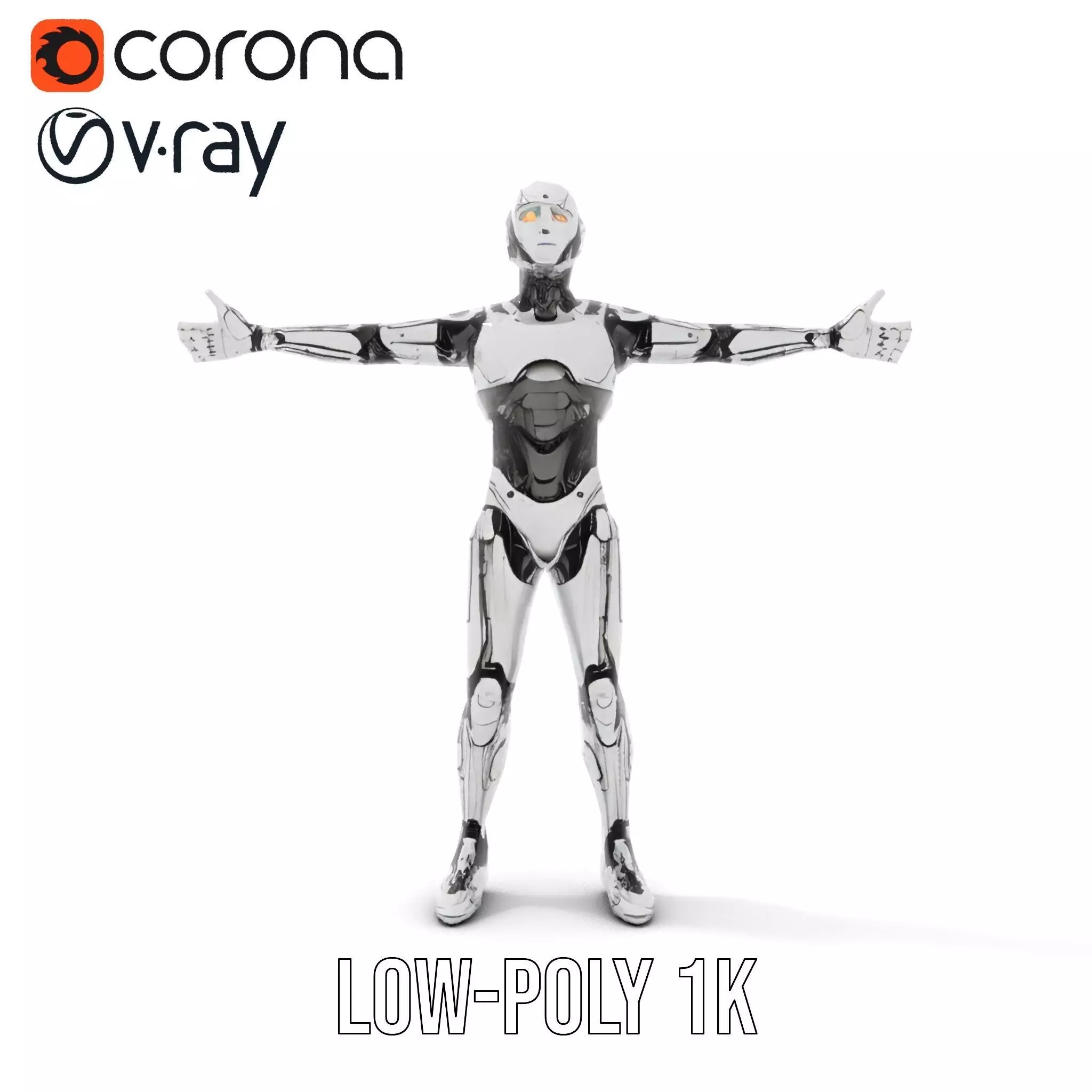 Humanoid Robot Armature Model Pack Low-poly 3D model_8