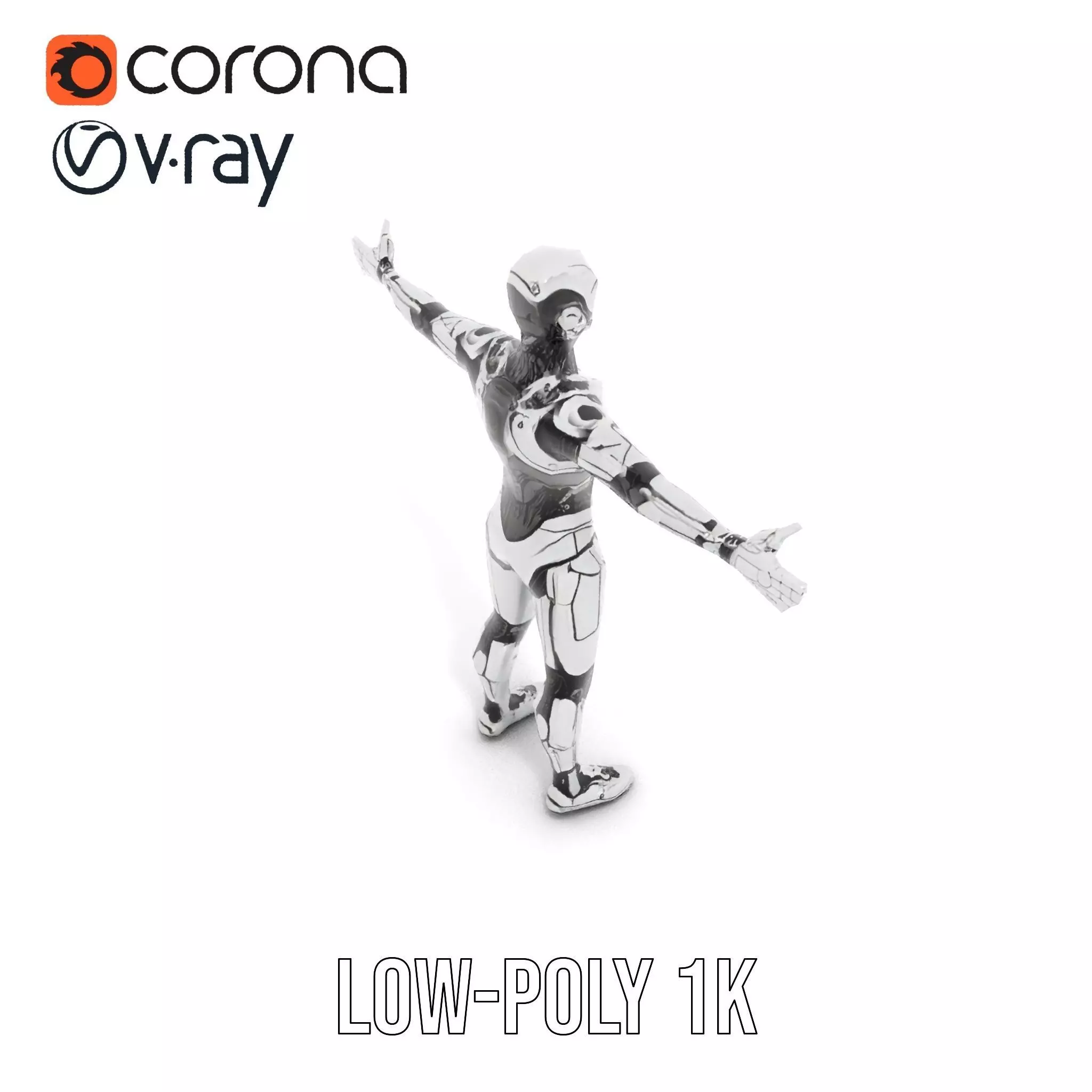 Humanoid Robot Armature Model Pack Low-poly 3D model_17