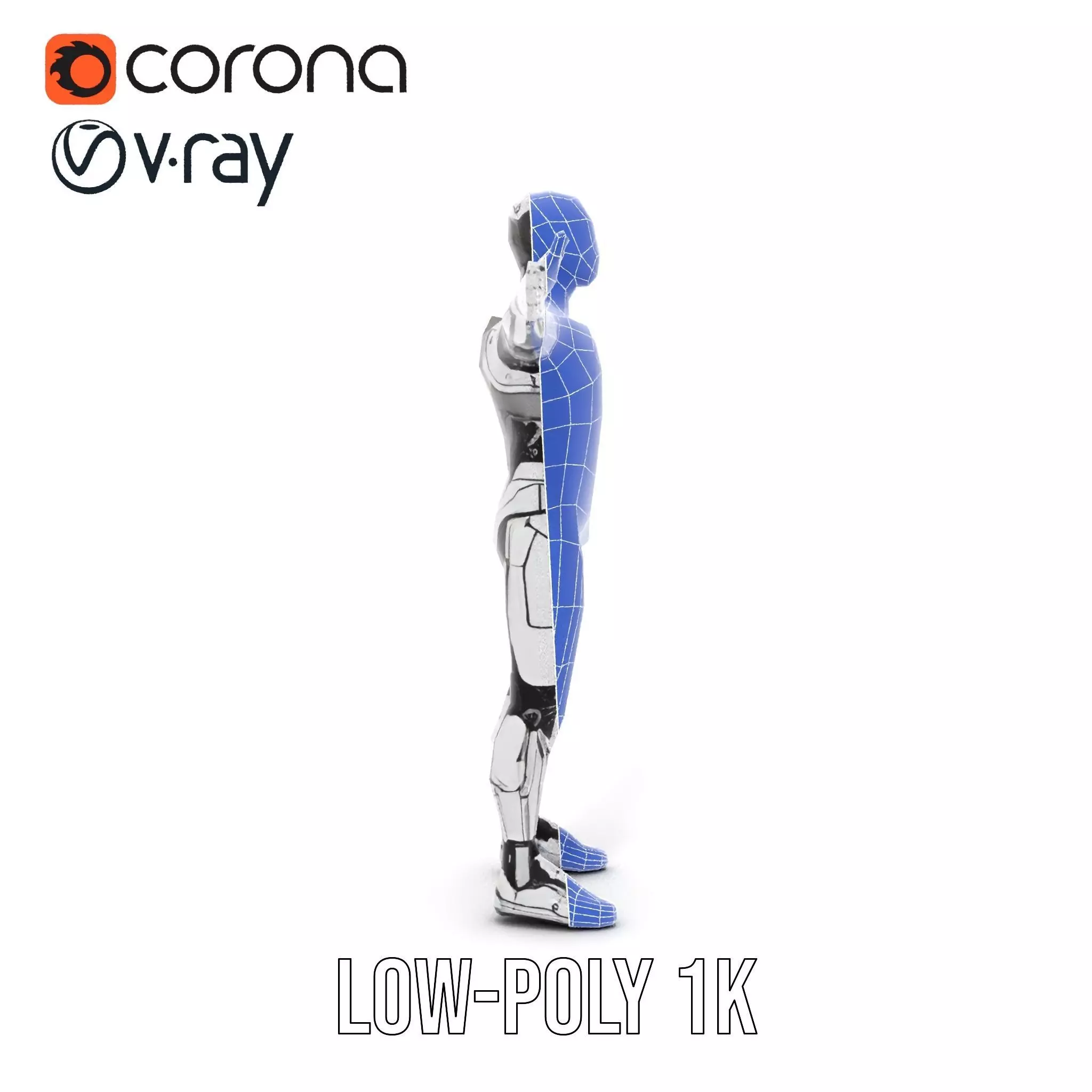 Humanoid Robot Armature Model Pack Low-poly 3D model_25