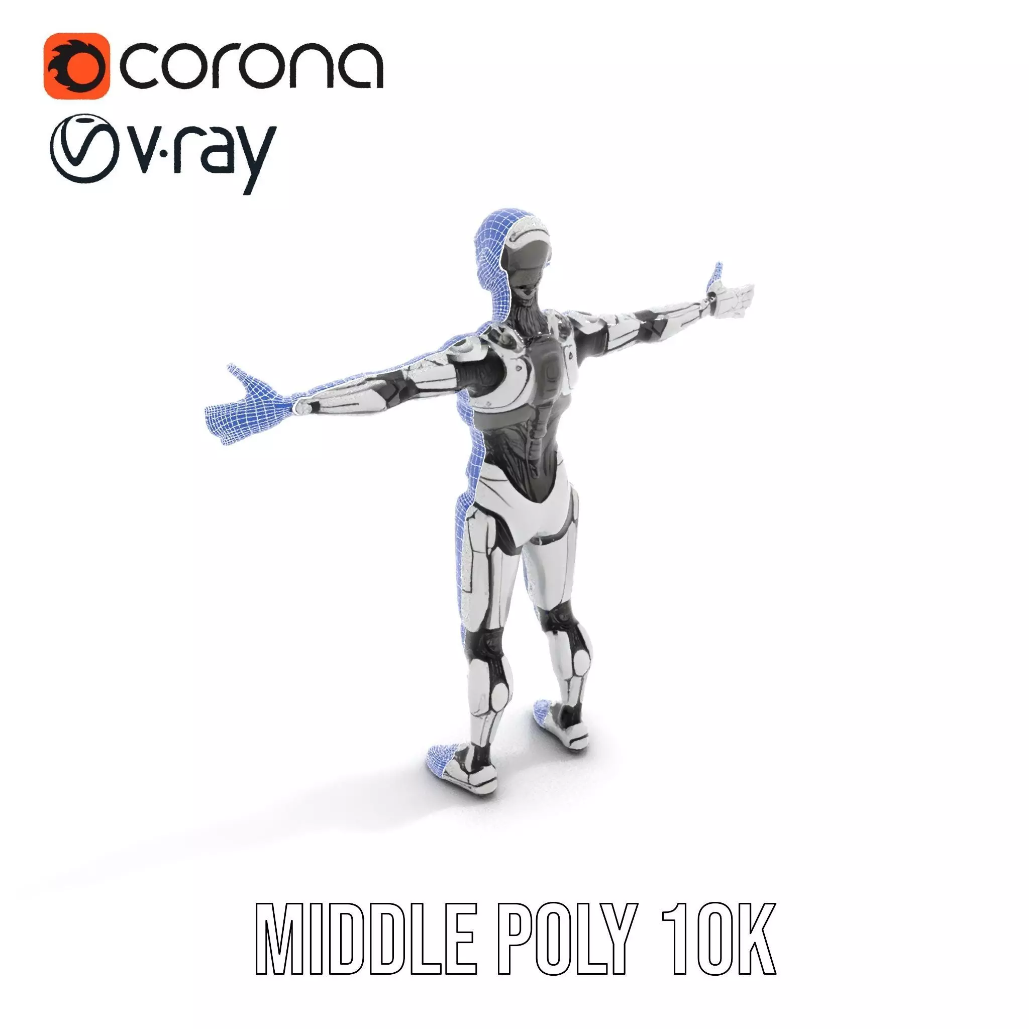 Humanoid Robot Armature Model Pack Low-poly 3D model_19