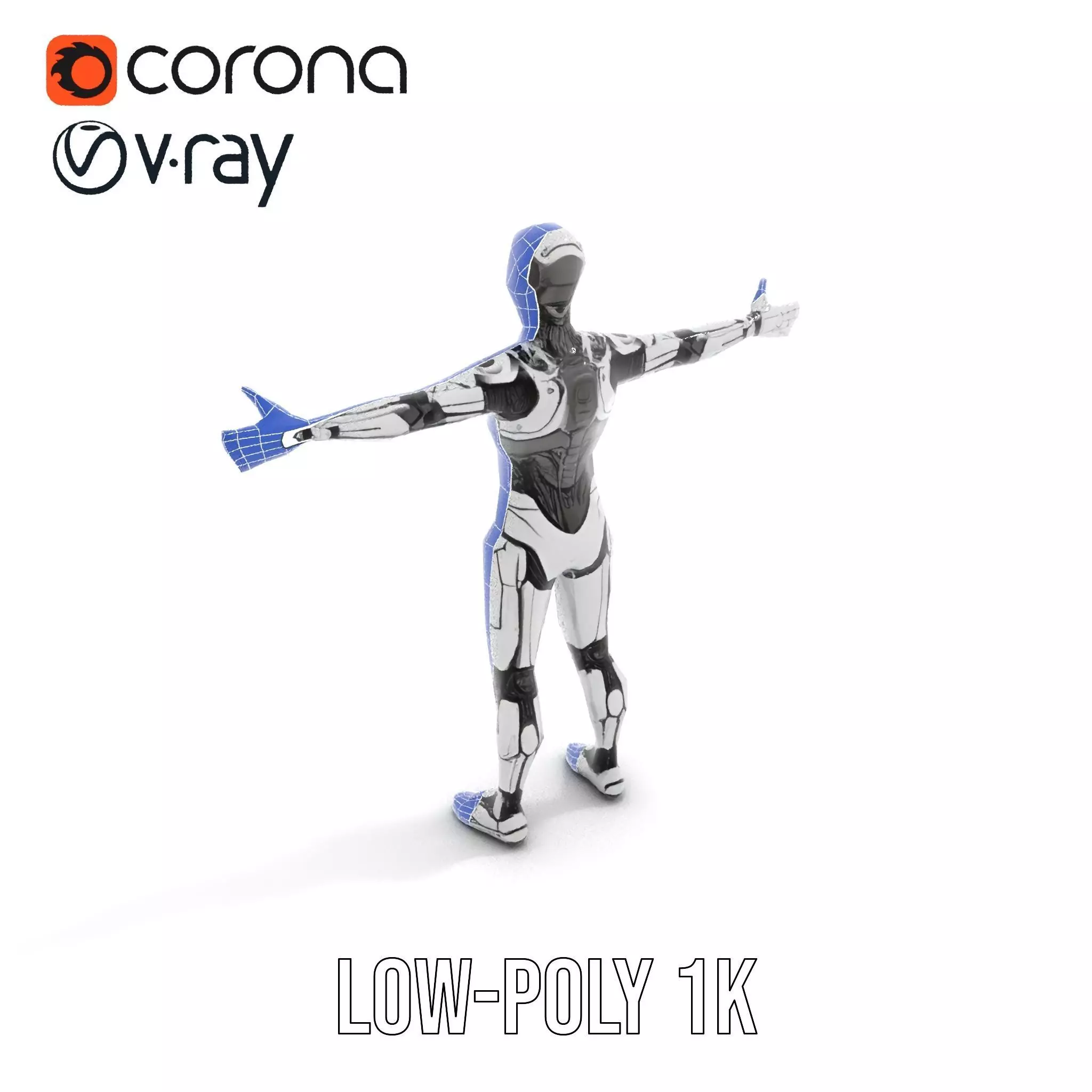 Humanoid Robot Armature Model Pack Low-poly 3D model_15