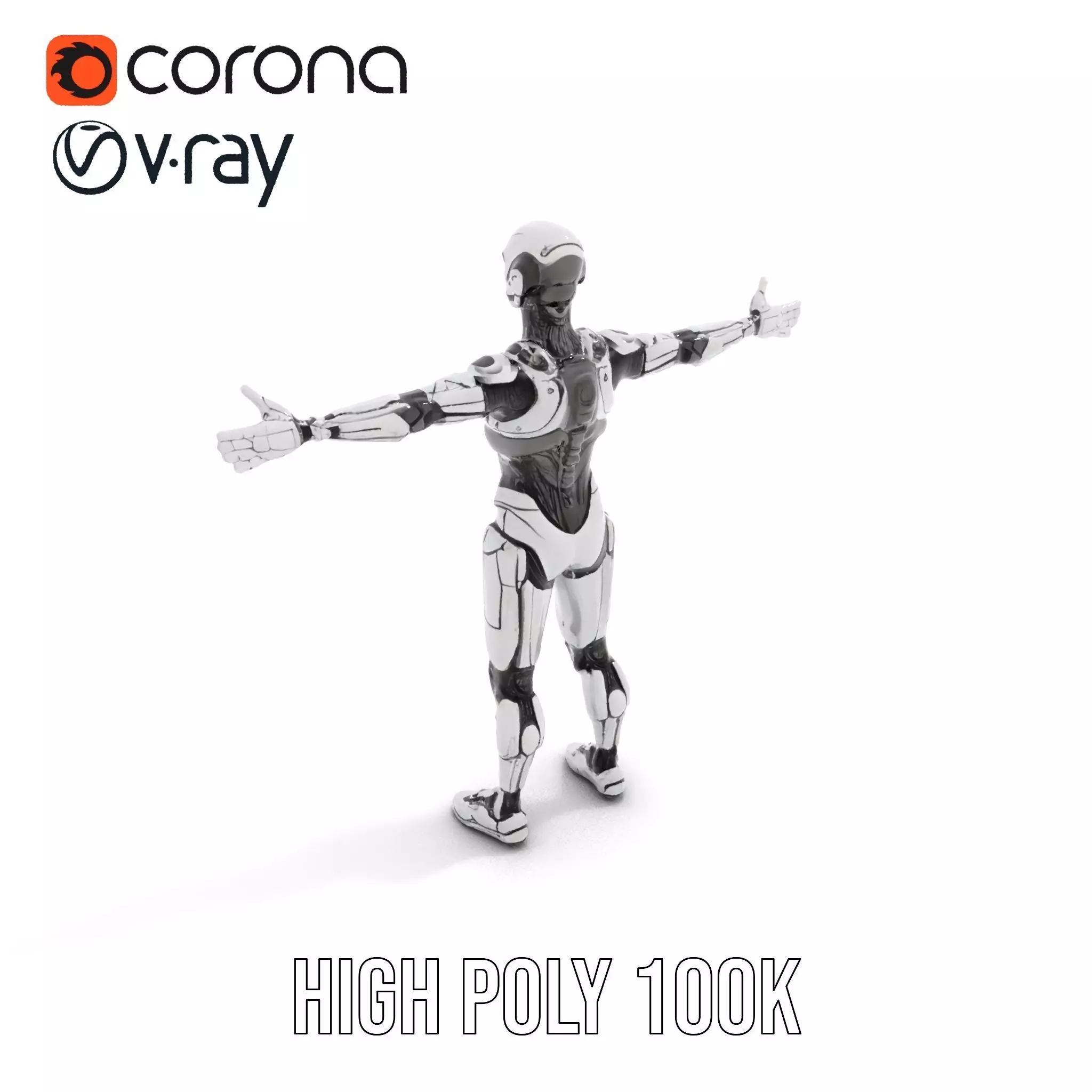 Humanoid Robot Armature Model Pack Low-poly 3D model_18