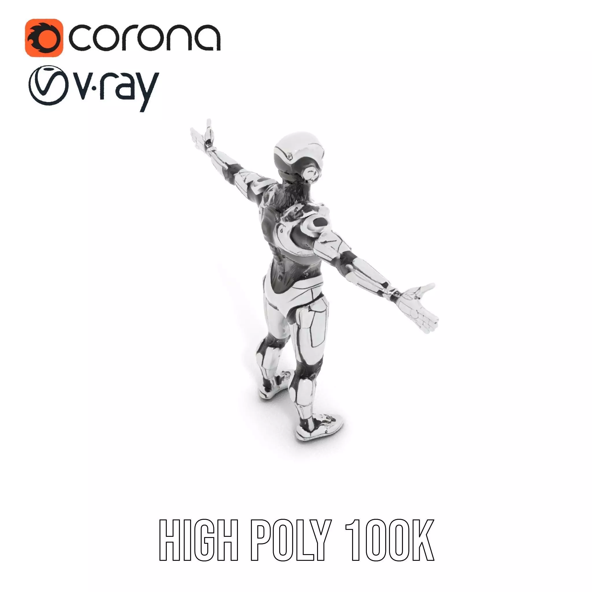 Humanoid Robot Armature Model Pack Low-poly 3D model_21