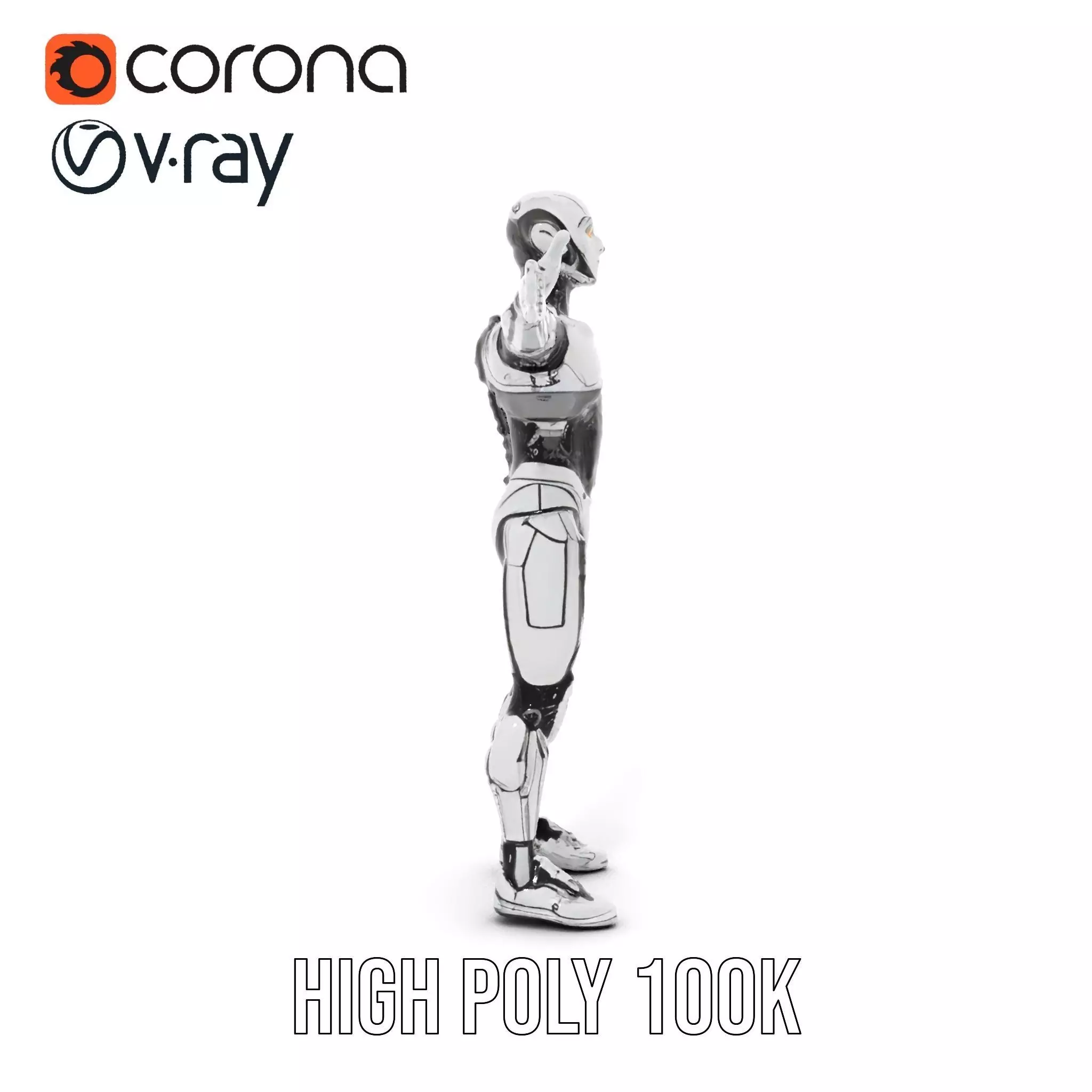 Humanoid Robot Armature Model Pack Low-poly 3D model_26