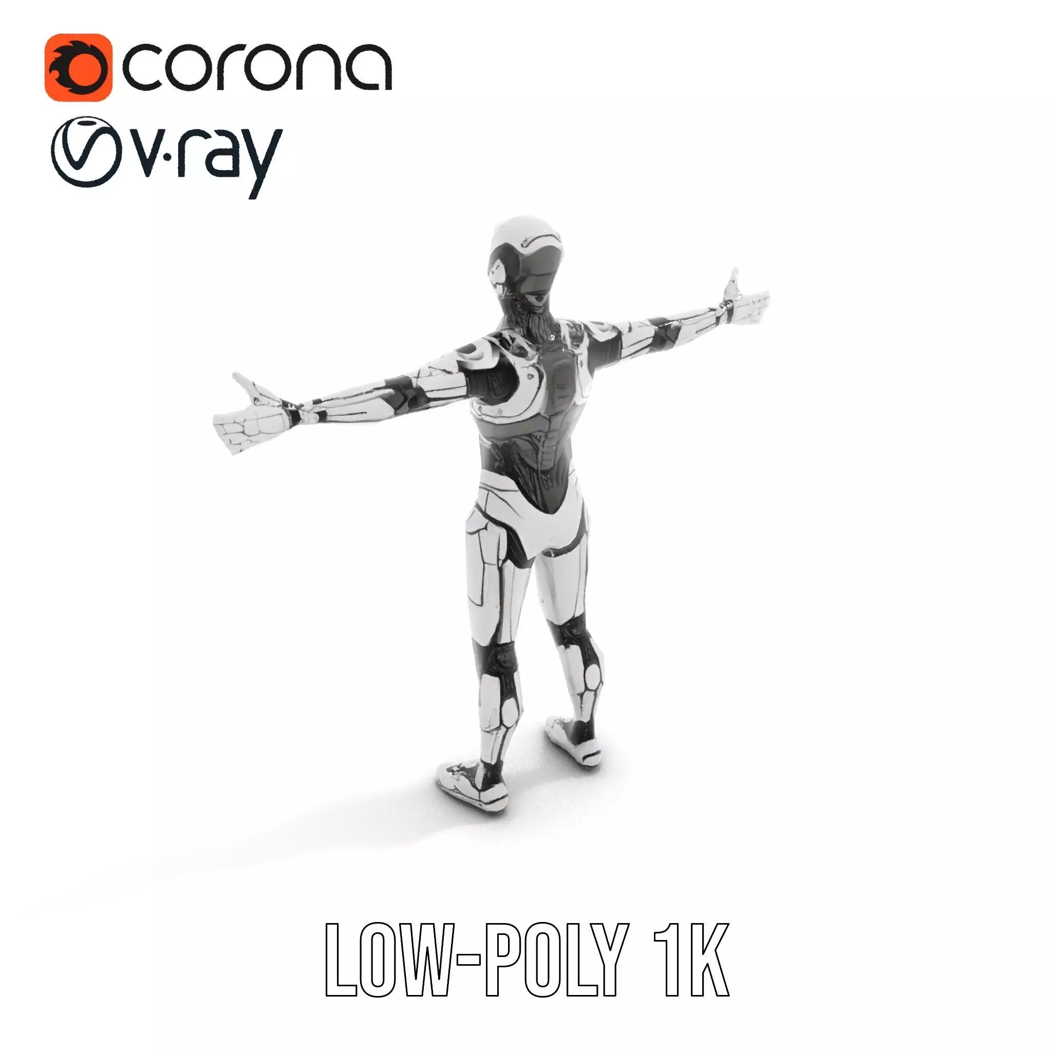 Humanoid Robot Armature Model Pack Low-poly 3D model_9