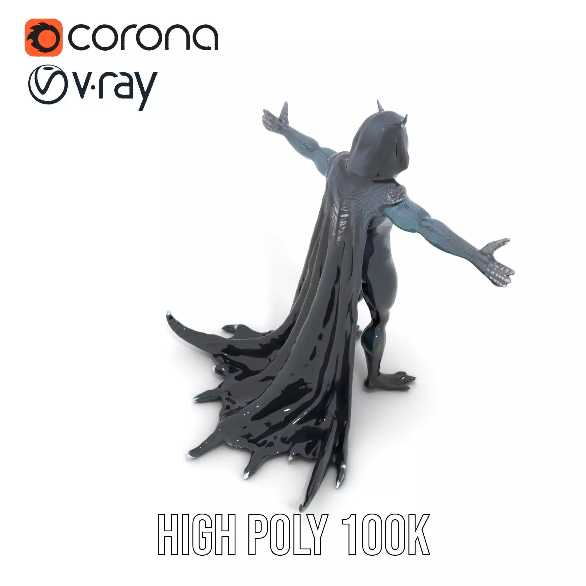 Dark Demon Character Model Pack with Armor and Cape Low-poly 3D model_25