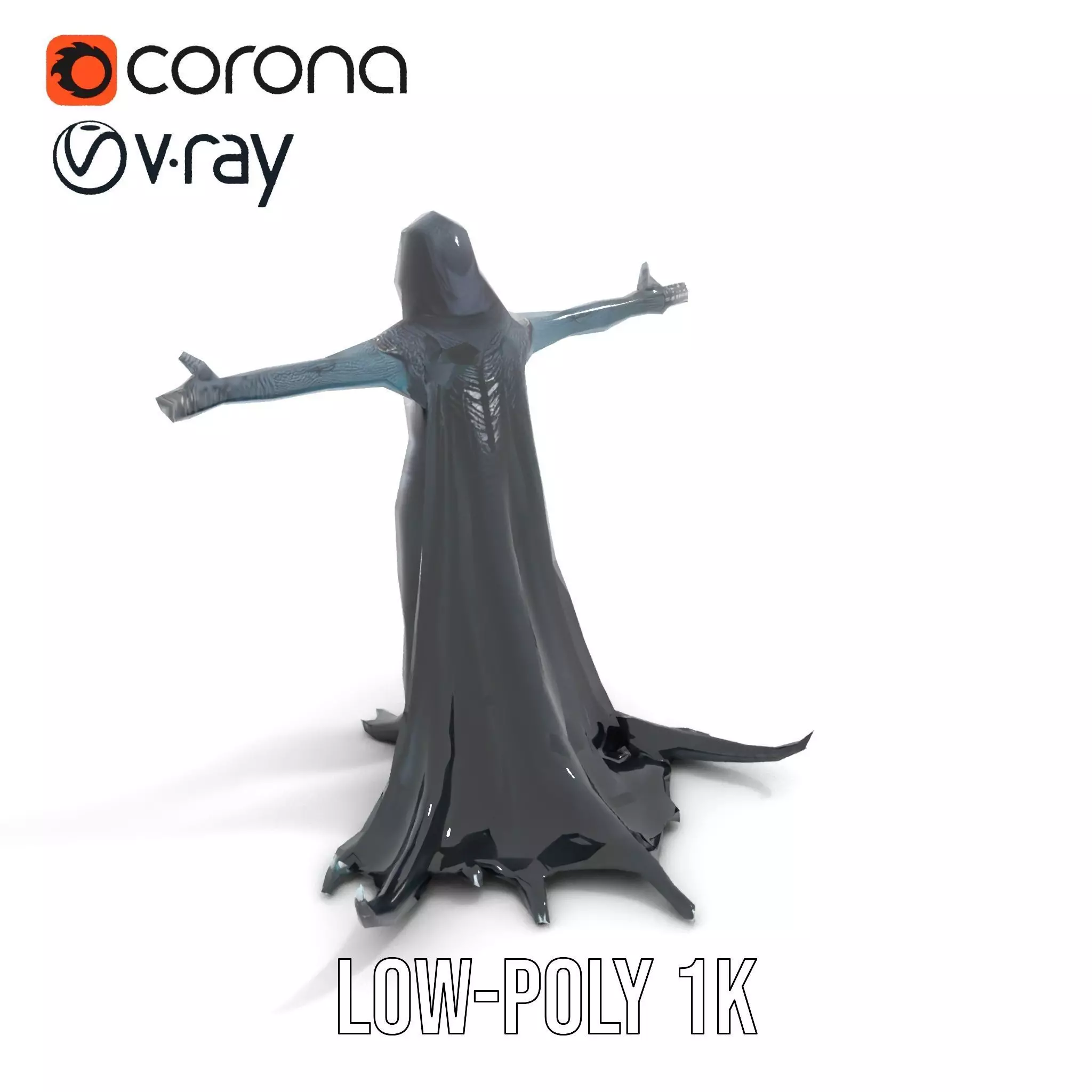 Dark Demon Character Model Pack with Armor and Cape Low-poly 3D model_7